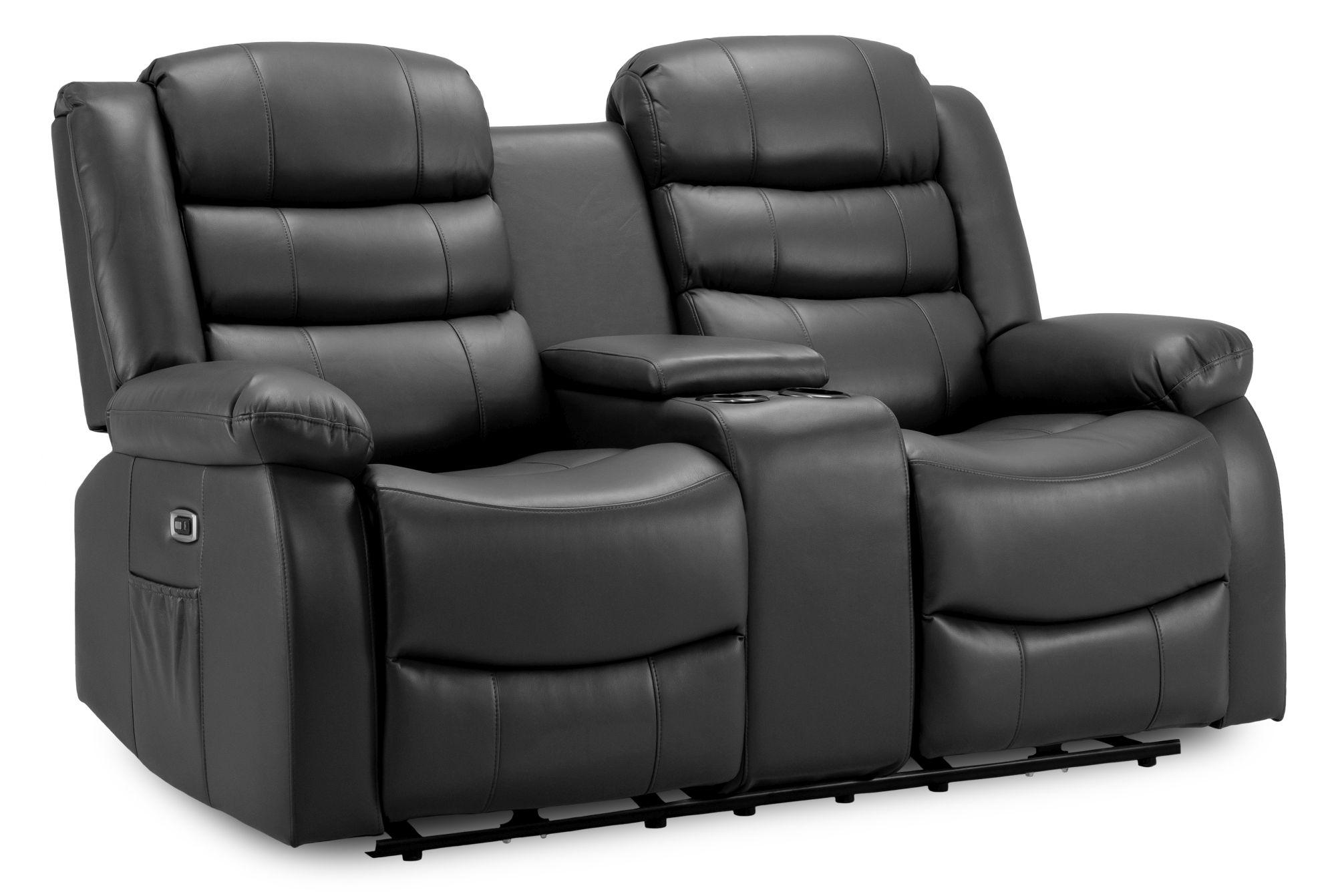 Product photograph of Otto Black Faux Leather Electric Recliner 2 Seater Sofa from Choice Furniture Superstore.