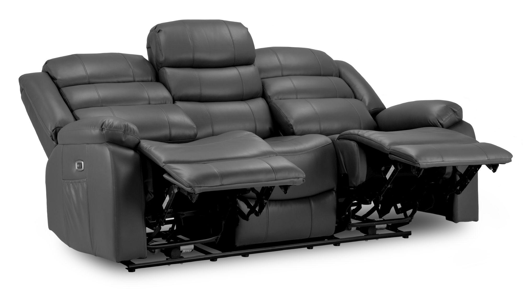 Product photograph of Otto Grey Faux Leather Electric Recliner 3 Seater Sofa from Choice Furniture Superstore.