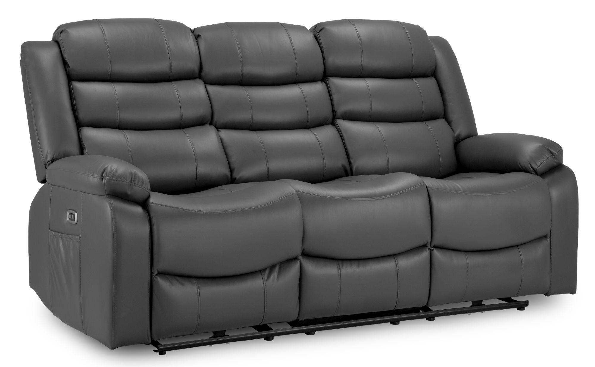 Product photograph of Otto Grey Faux Leather Electric Recliner 3 Seater Sofa from Choice Furniture Superstore.