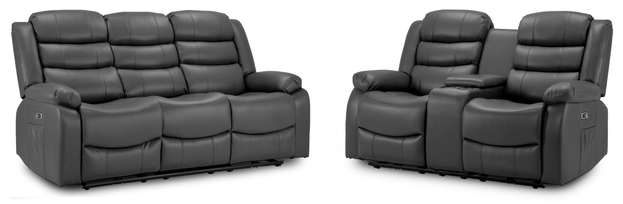 Product photograph of Otto Grey Faux Leather Electric Recliner 3 2 Seater Sofa from Choice Furniture Superstore.