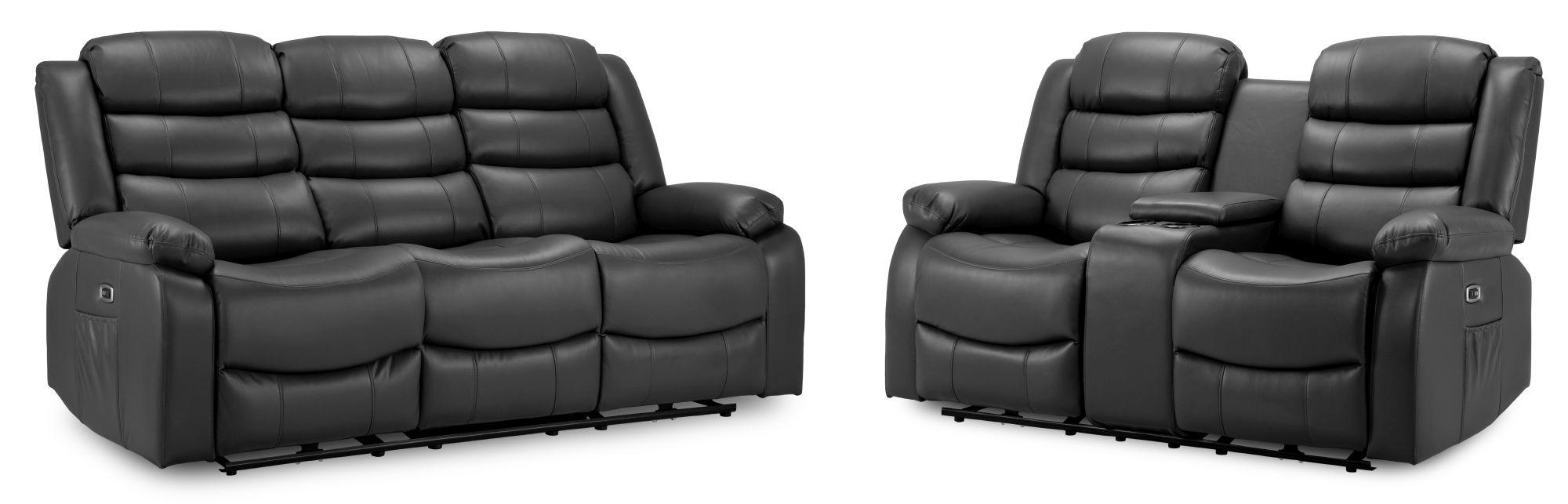 Product photograph of Otto Black Faux Leather Electric Recliner 3 2 Seater Sofa from Choice Furniture Superstore.