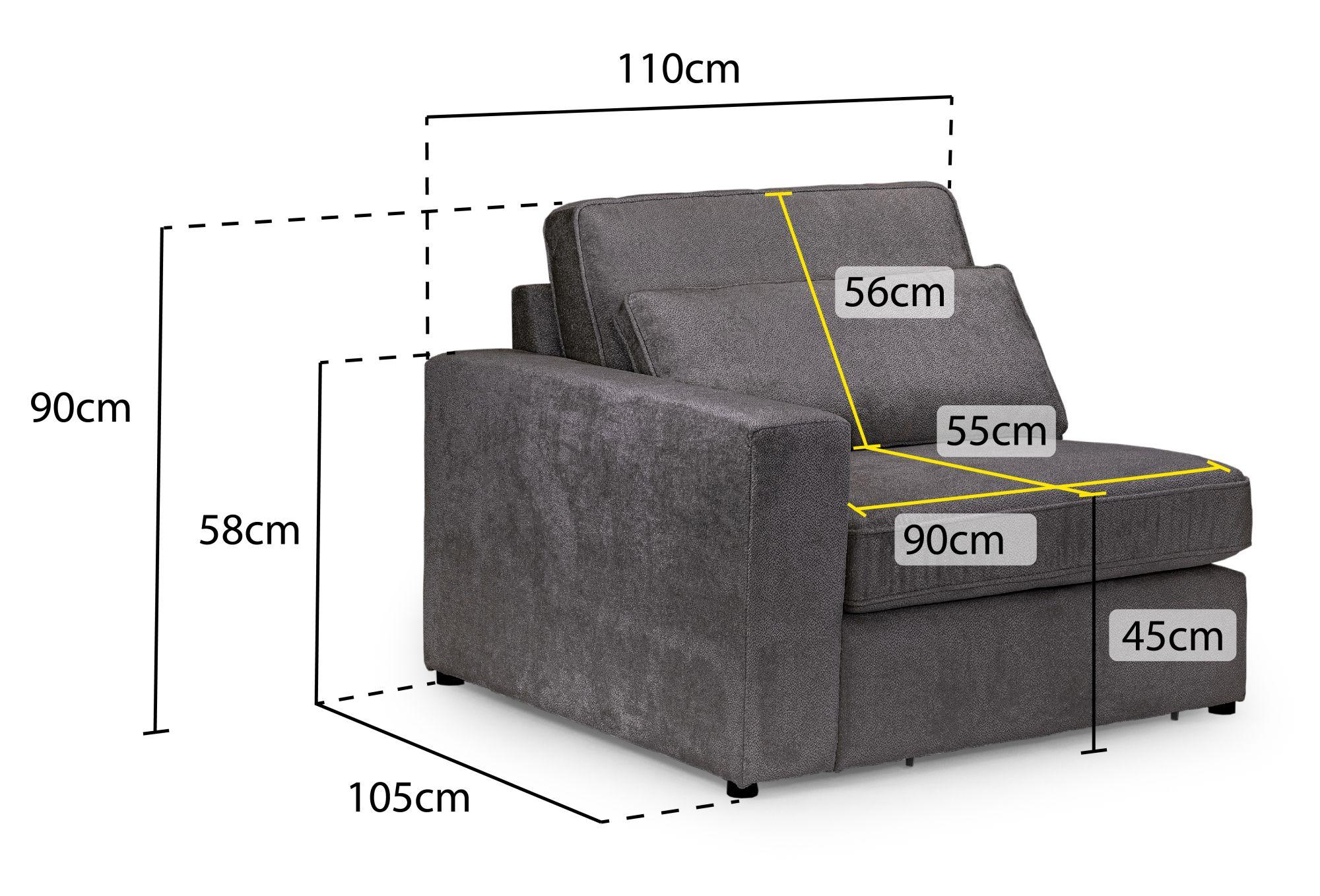 Product photograph of Kiana Grey Fabric Left Hand Facing Modular Arm Chair from Choice Furniture Superstore.