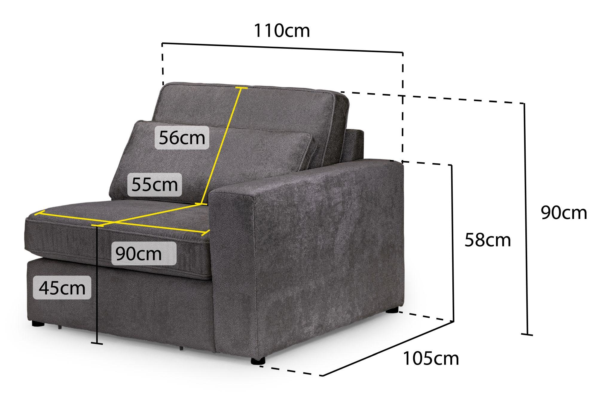 Product photograph of Kiana Grey Fabric Right Hand Facing Modular Arm Chair from Choice Furniture Superstore.