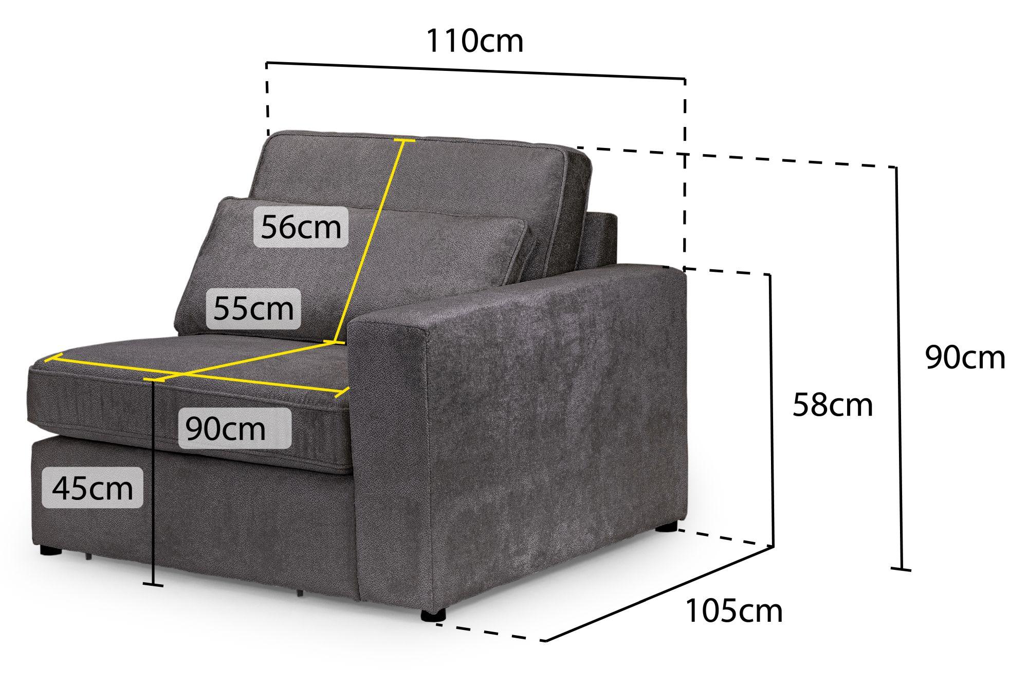 Product photograph of Kiana Mocha Fabric Right Hand Facing Modular Arm Chair from Choice Furniture Superstore.