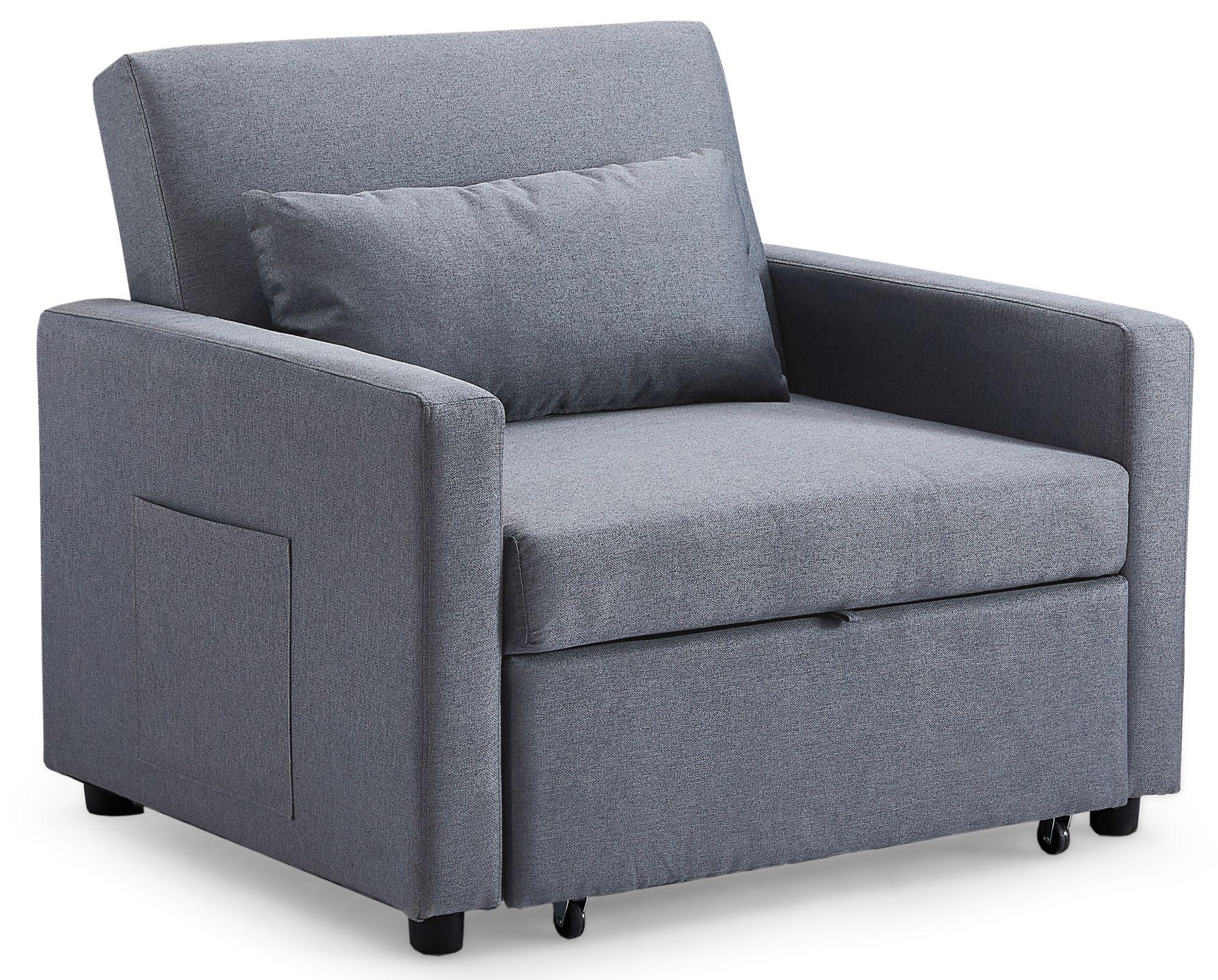 Product photograph of Aria Grey Fabric Pull Out Chair Bed from Choice Furniture Superstore.