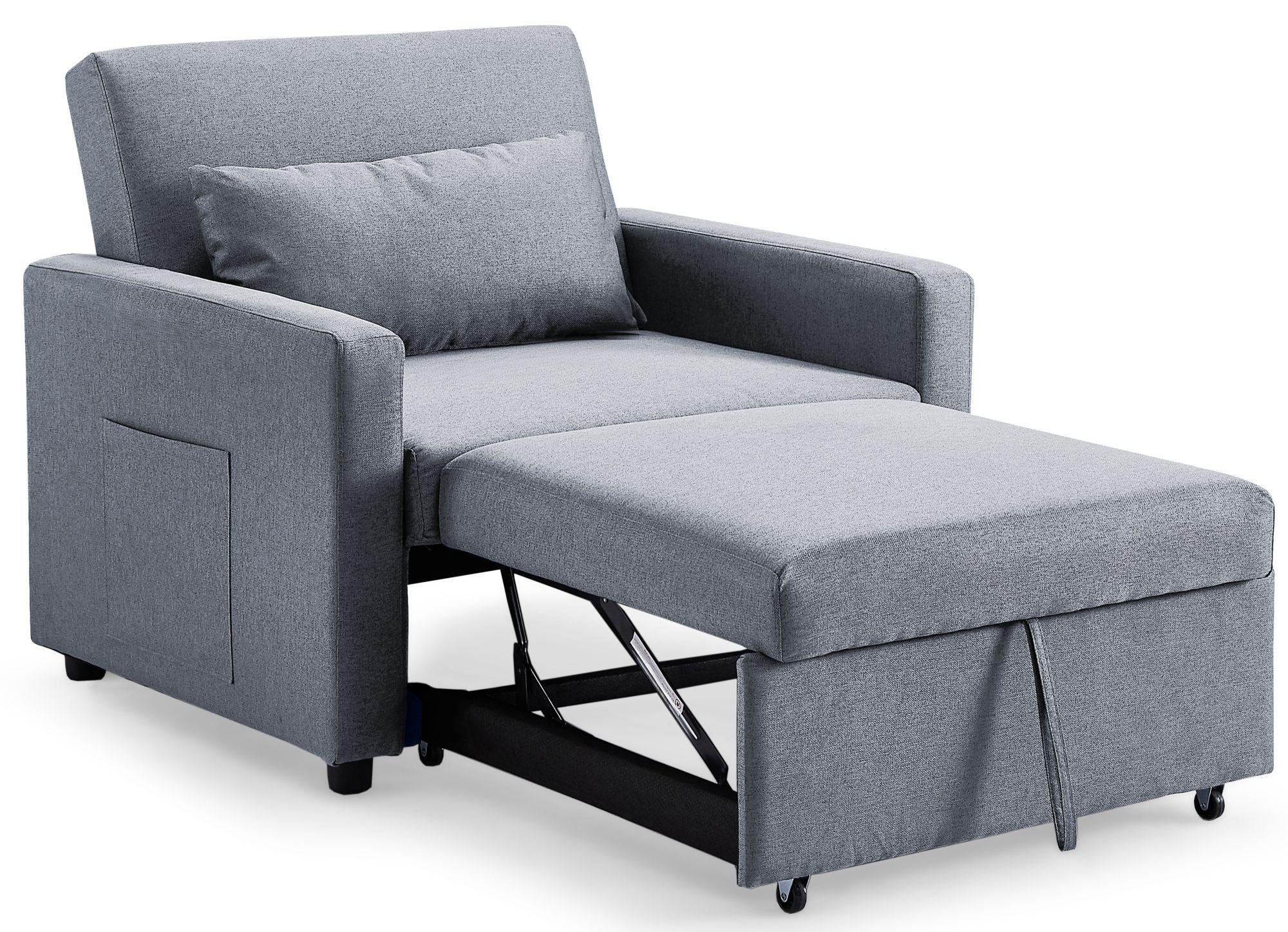 Product photograph of Aria Grey Fabric Pull Out Chair Bed from Choice Furniture Superstore.