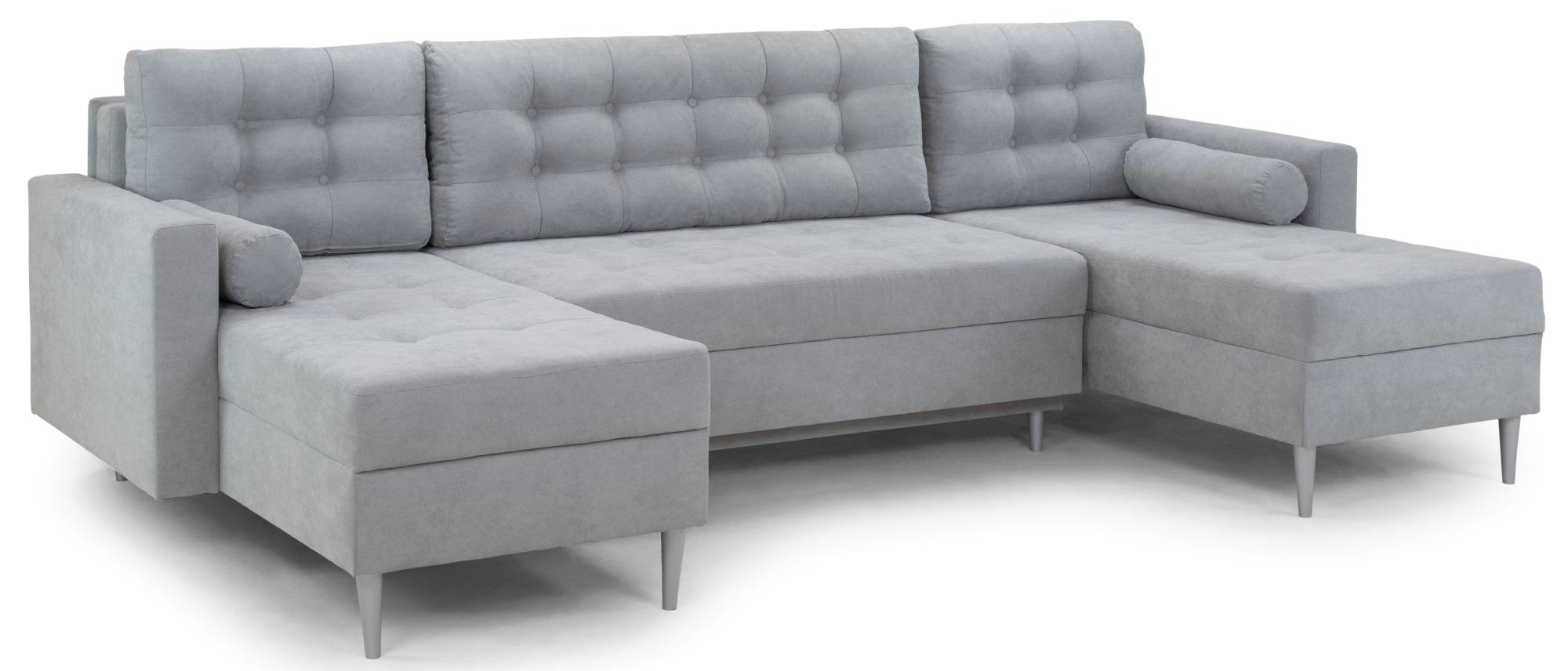 Product photograph of Porto Grey Fabric U Shape Click Clack Corner Sofabed With Storage from Choice Furniture Superstore.