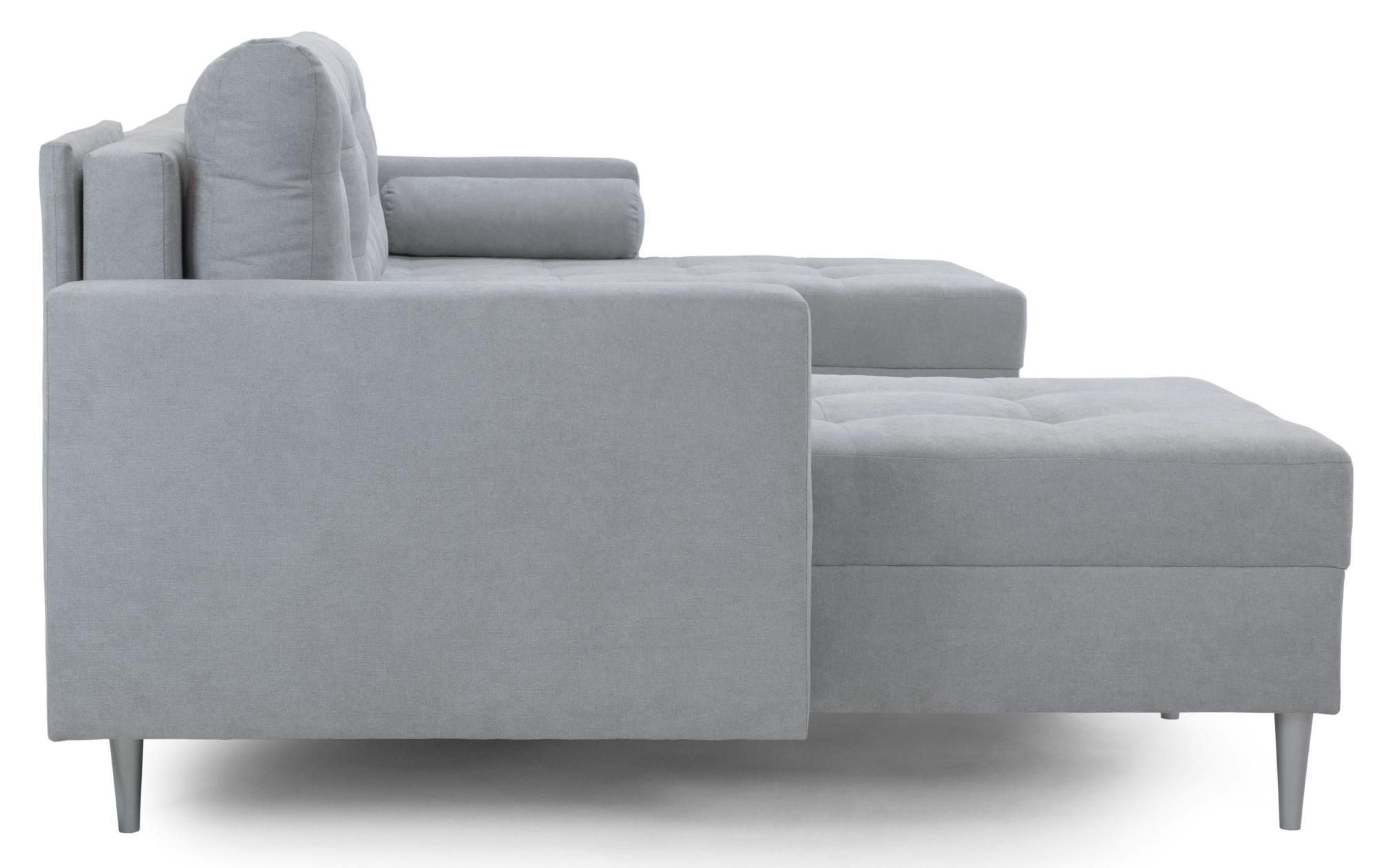 Product photograph of Porto Grey Fabric U Shape Click Clack Corner Sofabed With Storage from Choice Furniture Superstore.