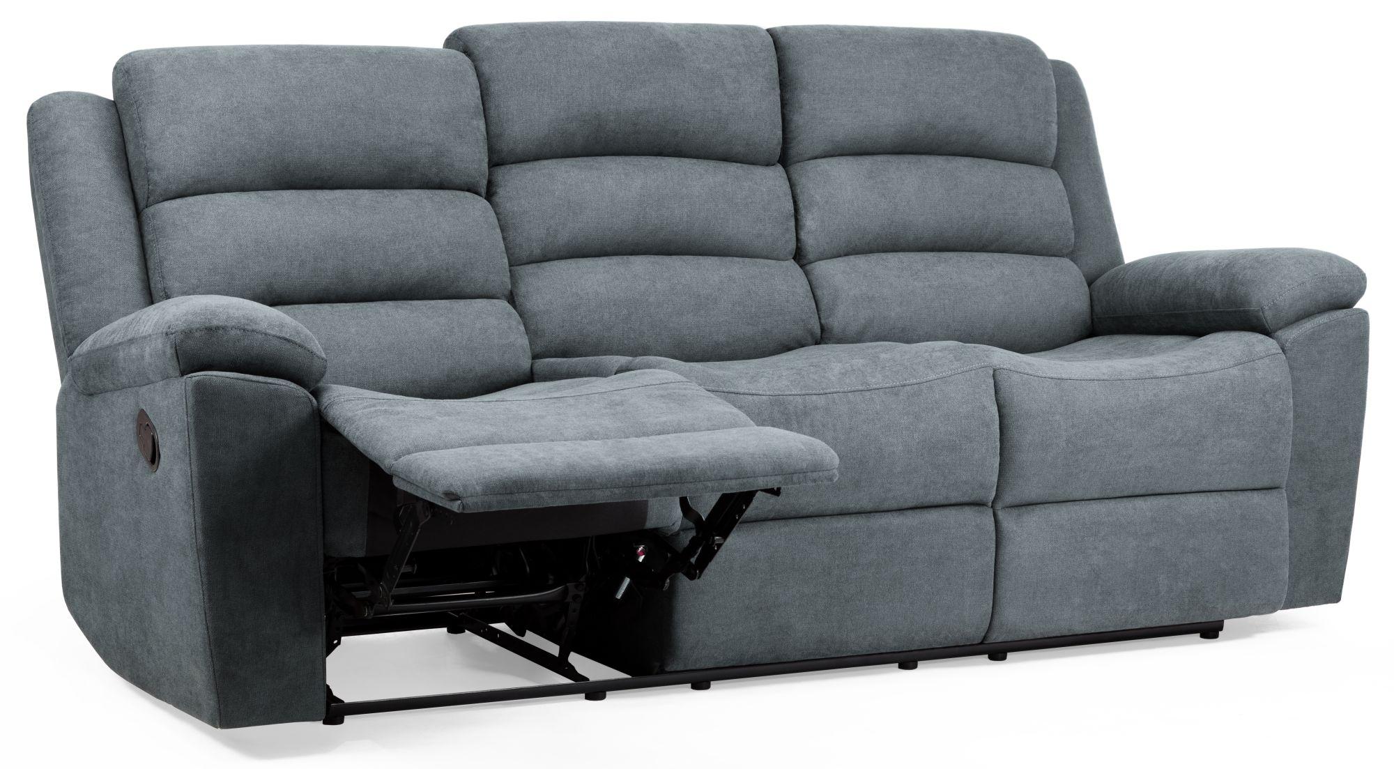 Product photograph of Sable Grey Fabric 3 Seater Recliner Sofa from Choice Furniture Superstore.