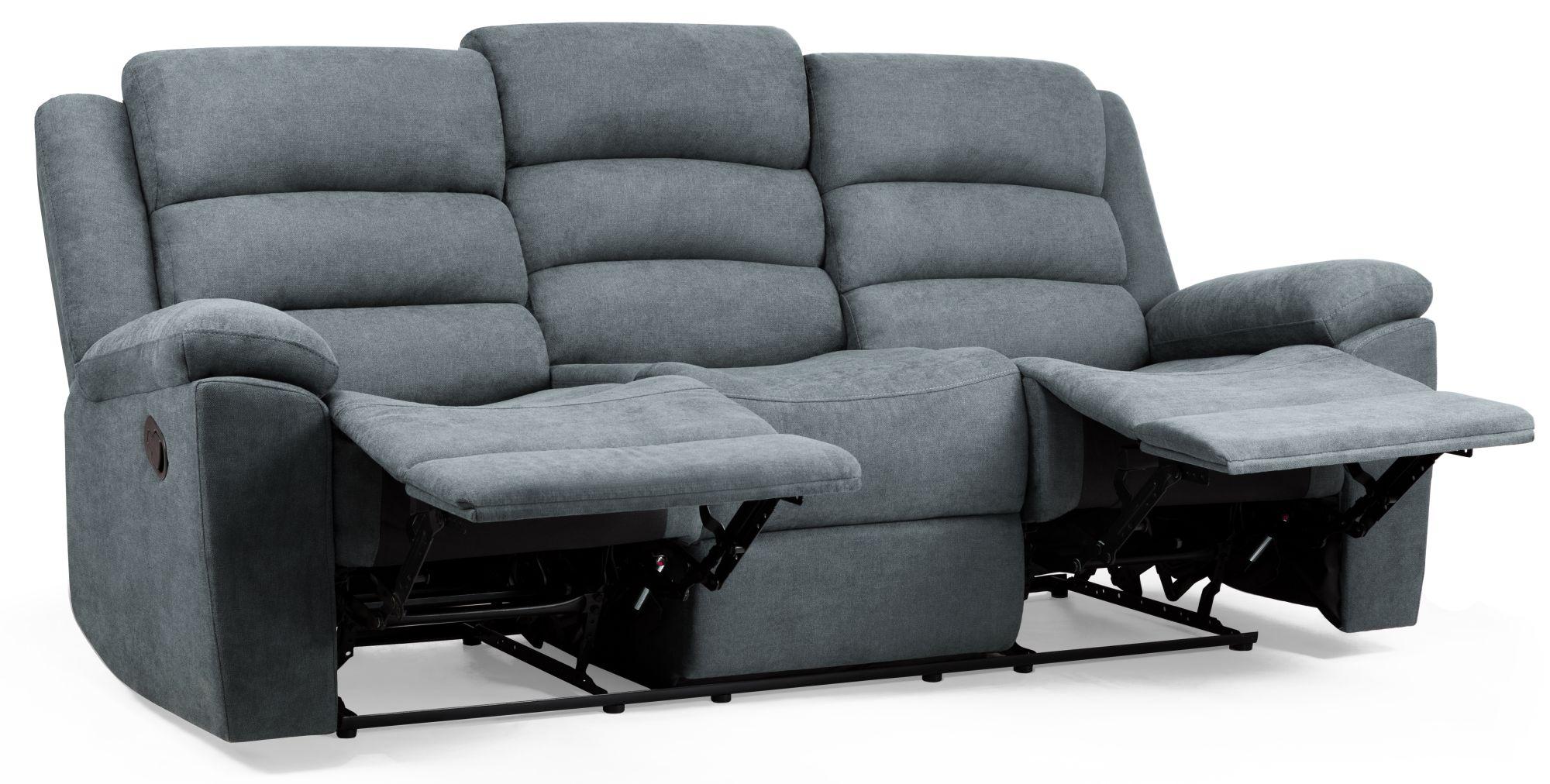 Product photograph of Sable Grey Fabric 3 Seater Recliner Sofa from Choice Furniture Superstore.