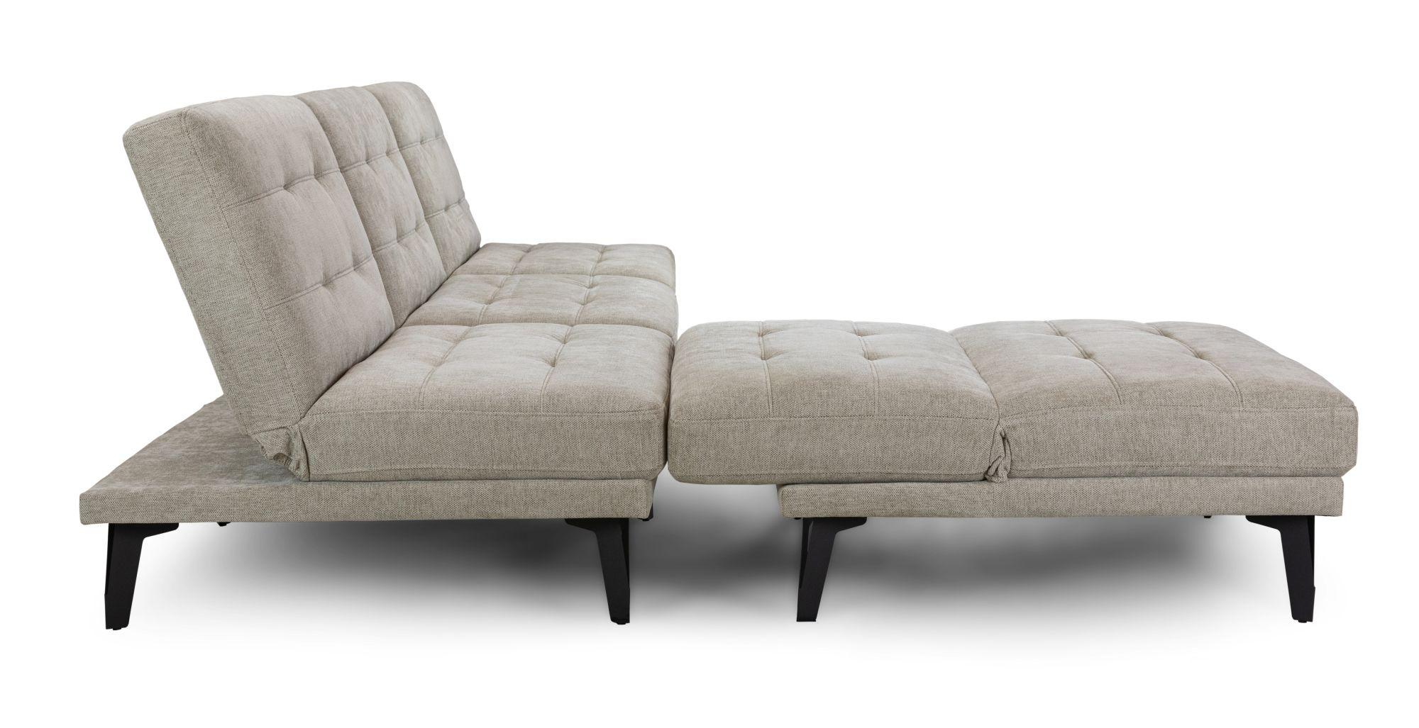 Product photograph of Calina Beige Fabric Universal Click Clack Chaise Corner Sofabed from Choice Furniture Superstore.