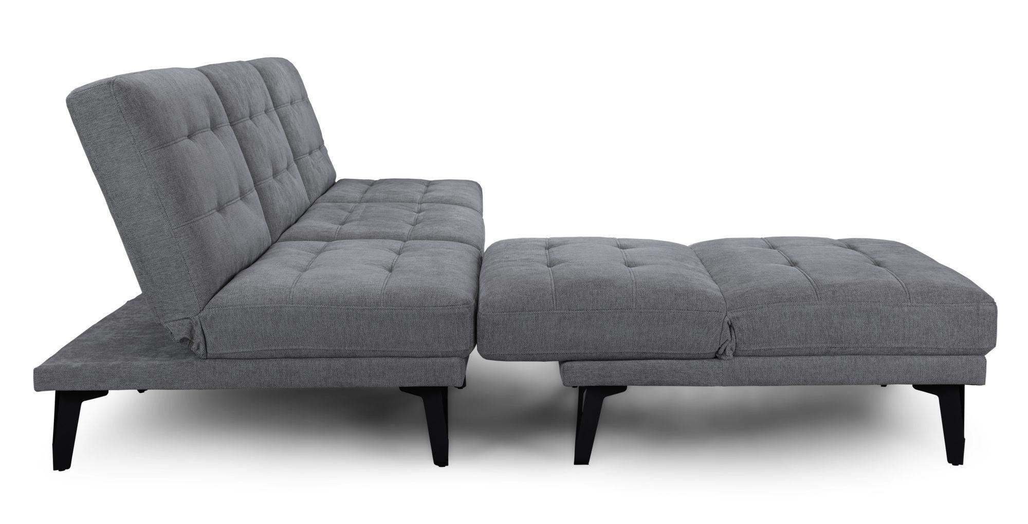 Product photograph of Calina Dark Grey Fabric Universal Click Clack Chaise Corner Sofabed from Choice Furniture Superstore.