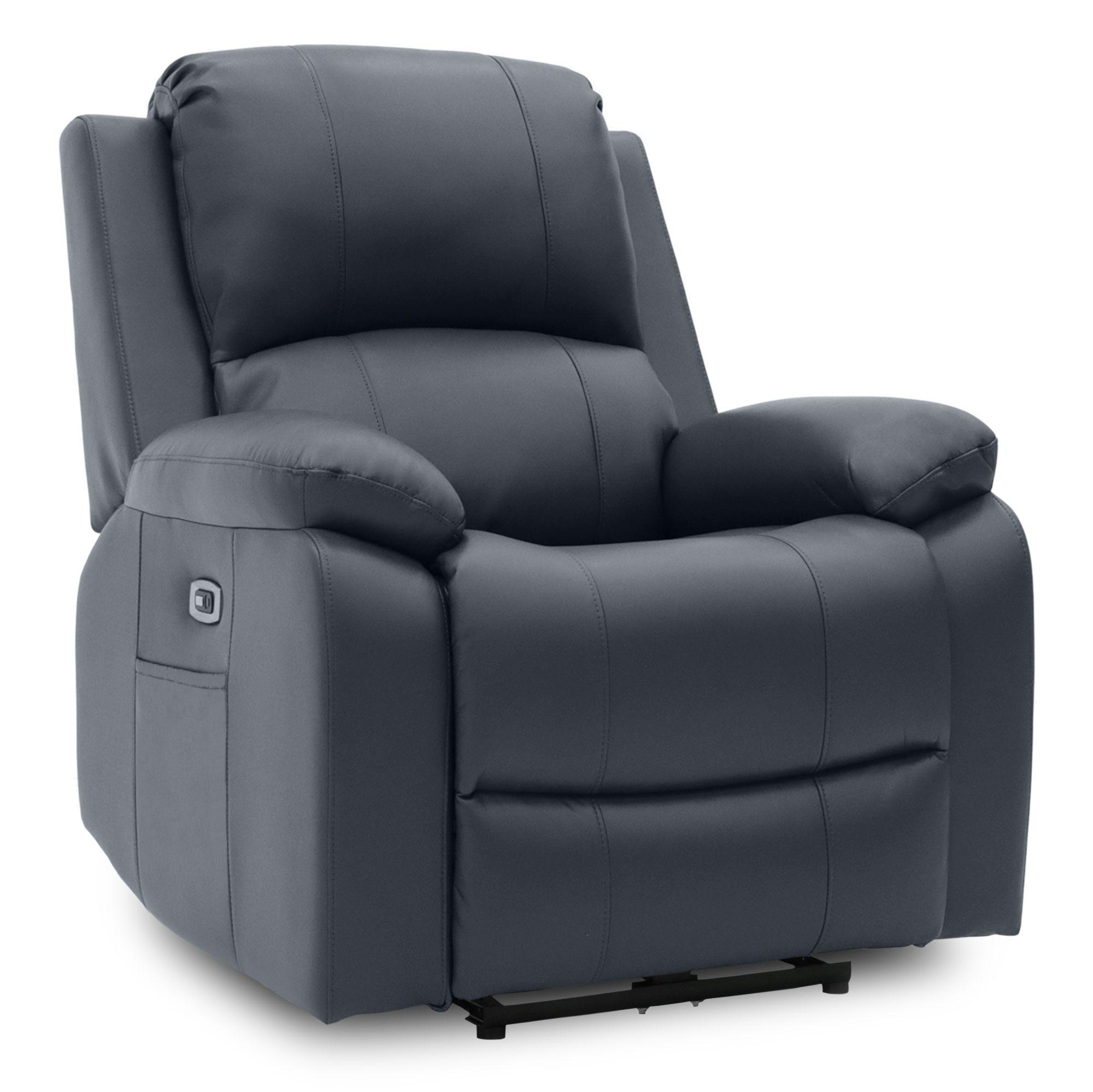 Product photograph of Axel Grey Faux Leather Electric Recliner Armchair from Choice Furniture Superstore.