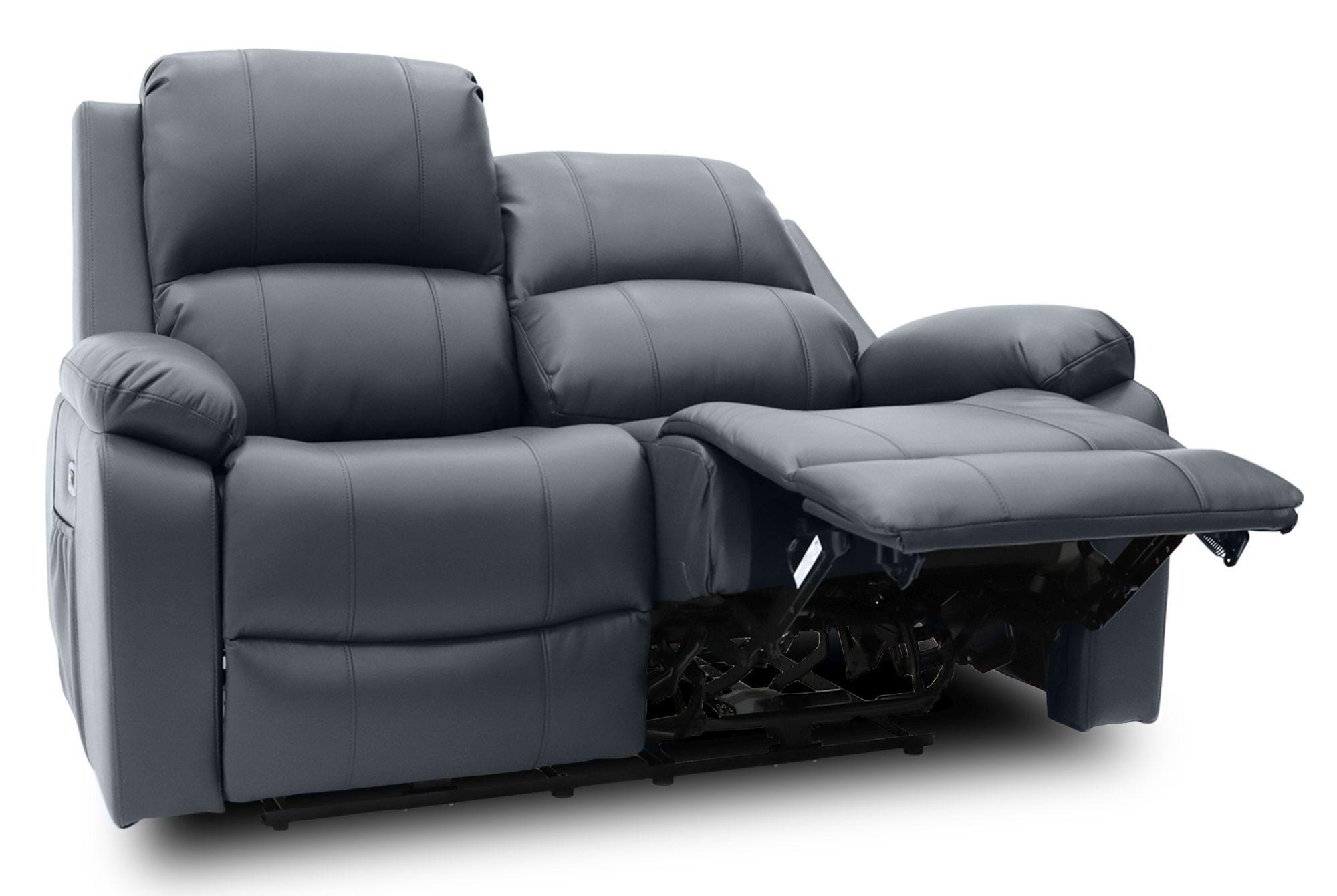 Product photograph of Axel Grey Faux Leather Electric Recliner 2 Seater Sofa from Choice Furniture Superstore.