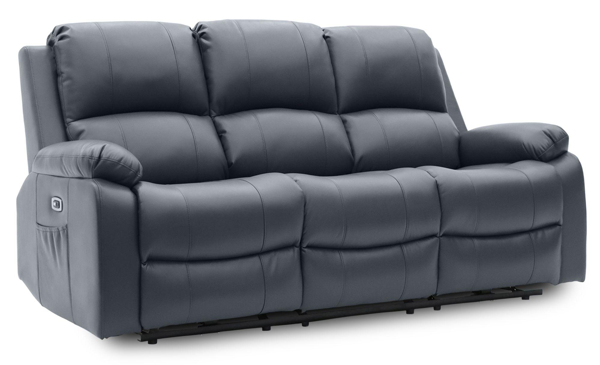 Product photograph of Axel Grey Faux Leather Electric Recliner 3 Seater Sofa from Choice Furniture Superstore.