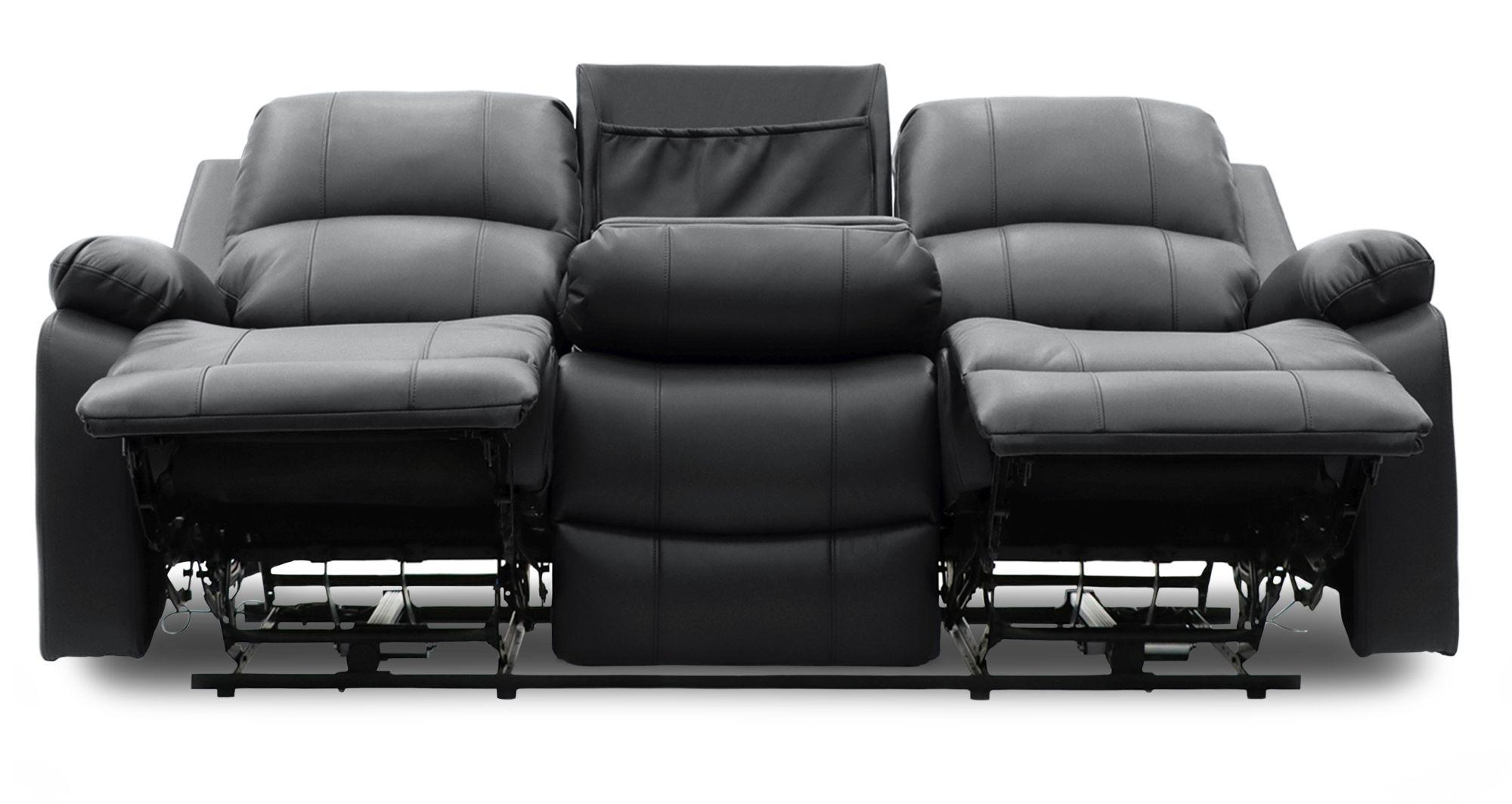 Product photograph of Axel Black Faux Leather Electric Recliner 3 Seater Sofa from Choice Furniture Superstore.