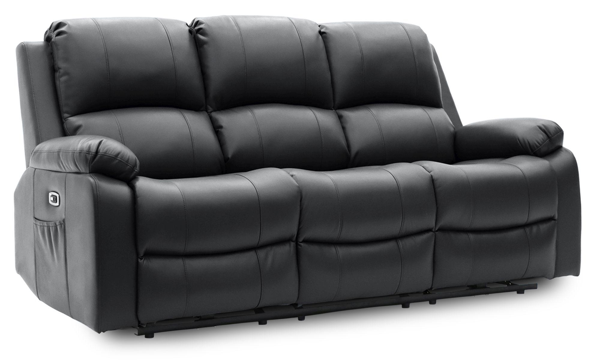 Product photograph of Axel Black Faux Leather Electric Recliner 3 Seater Sofa from Choice Furniture Superstore.