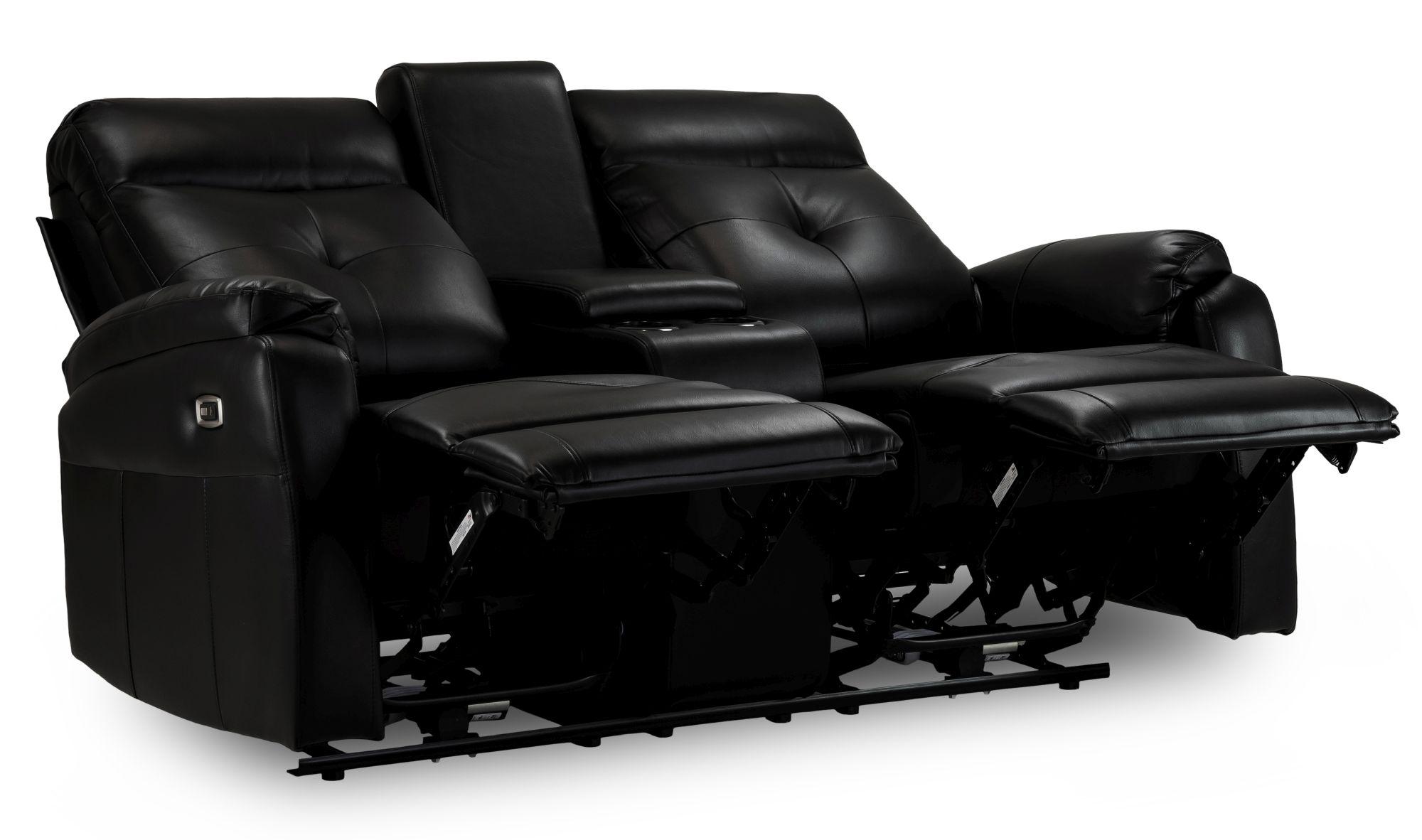 Product photograph of Jonas Black Faux Leather Electric Recliner 2 Seater Sofa from Choice Furniture Superstore.