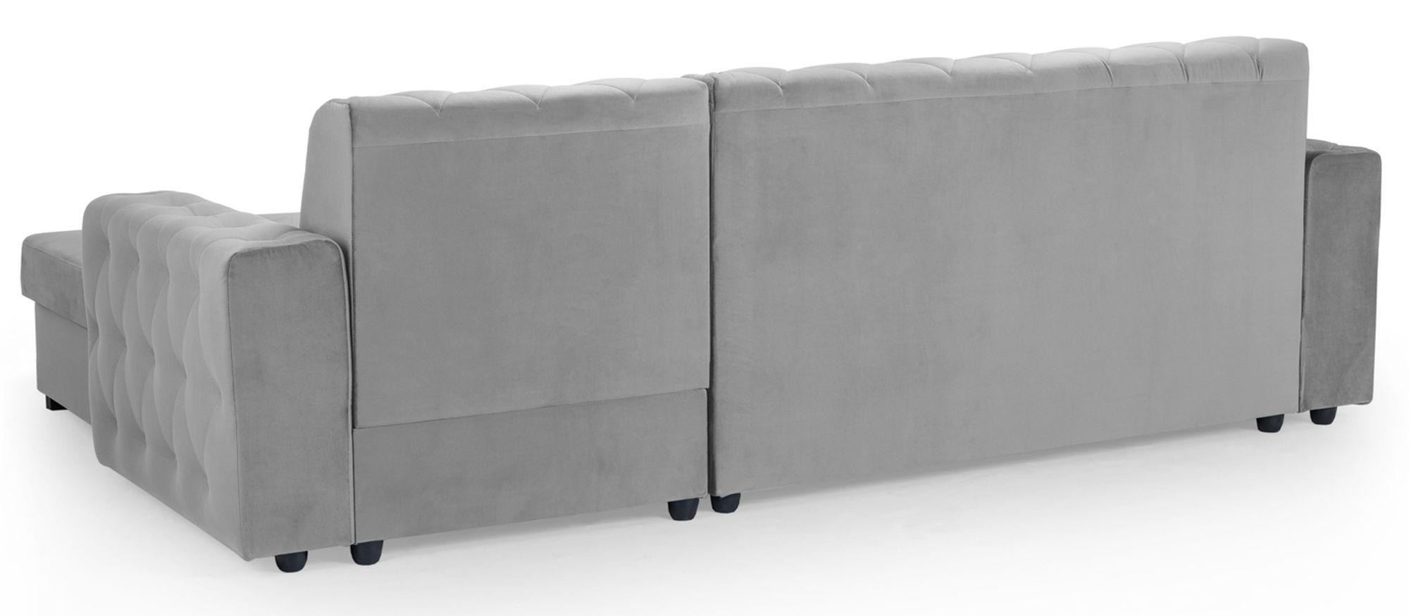 Product photograph of Reva Grey Fabric Right Hand Facing Pull Out Corner Sofabed With Storage from Choice Furniture Superstore.