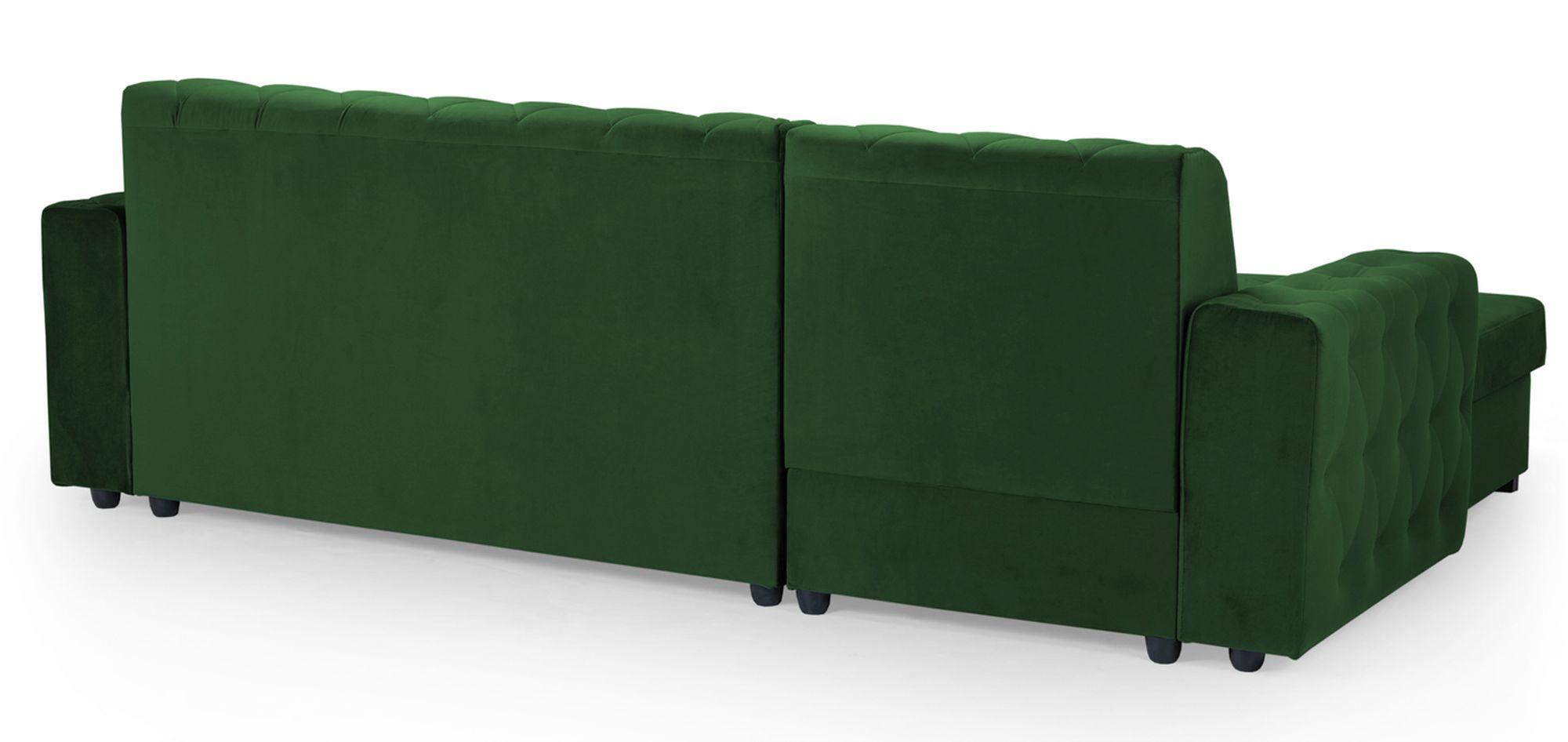 Product photograph of Reva Green Fabric Left Hand Facing Pull Out Corner Sofabed With Storage from Choice Furniture Superstore.