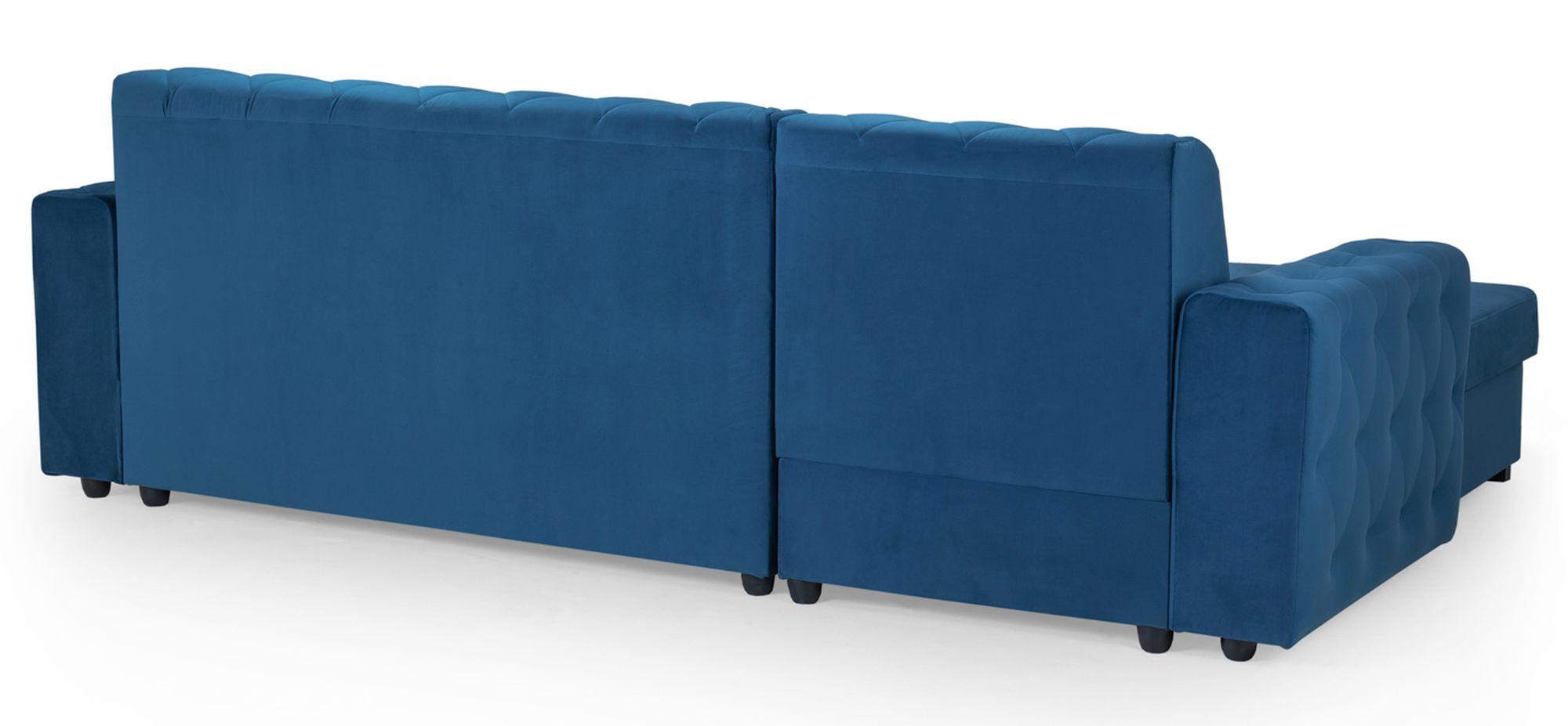 Product photograph of Reva Blue Fabric Left Hand Facing Pull Out Corner Sofabed With Storage from Choice Furniture Superstore.