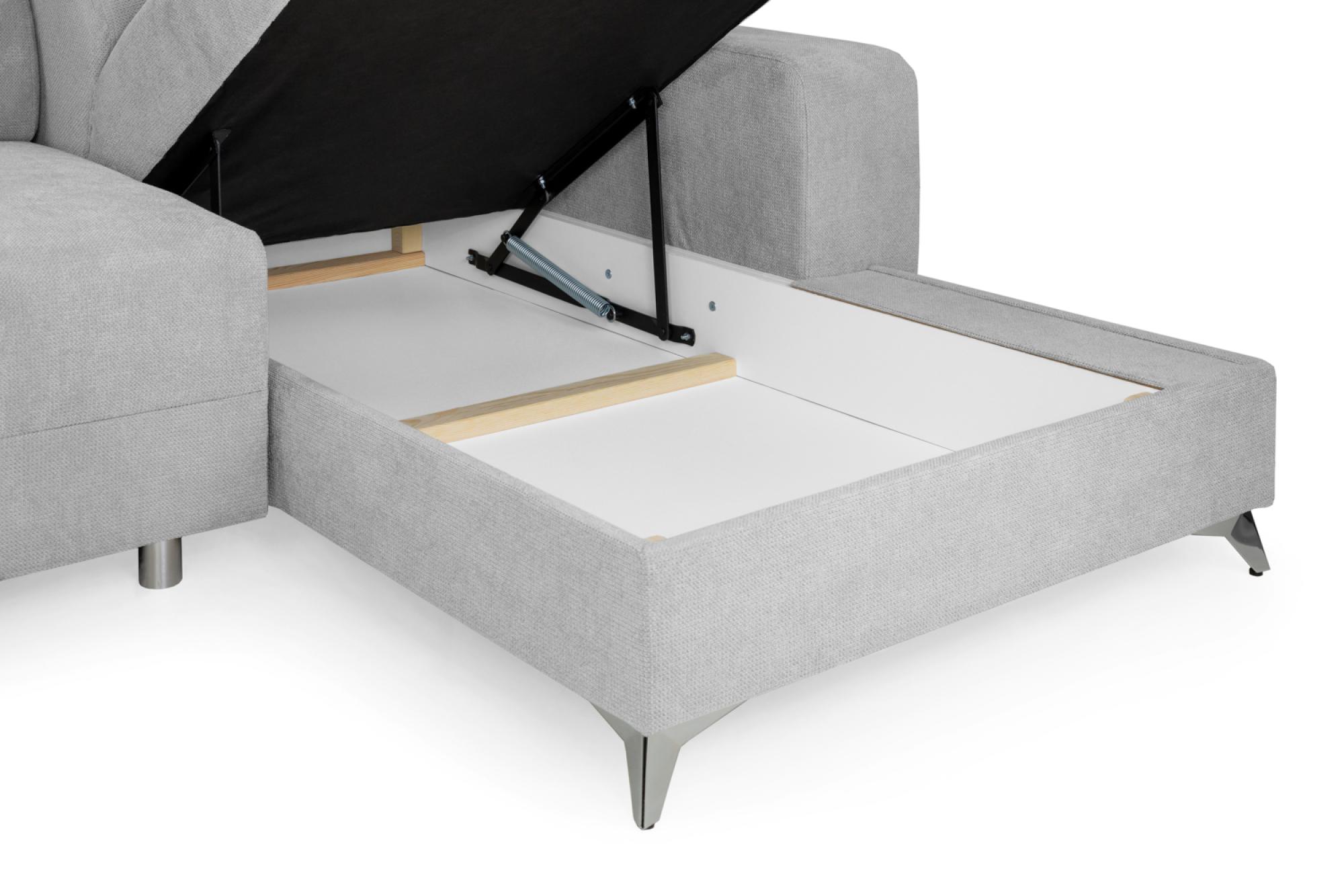 Product photograph of Dahlia Grey Fabric Left Hand Facing Corner Sofabed With Storage from Choice Furniture Superstore.