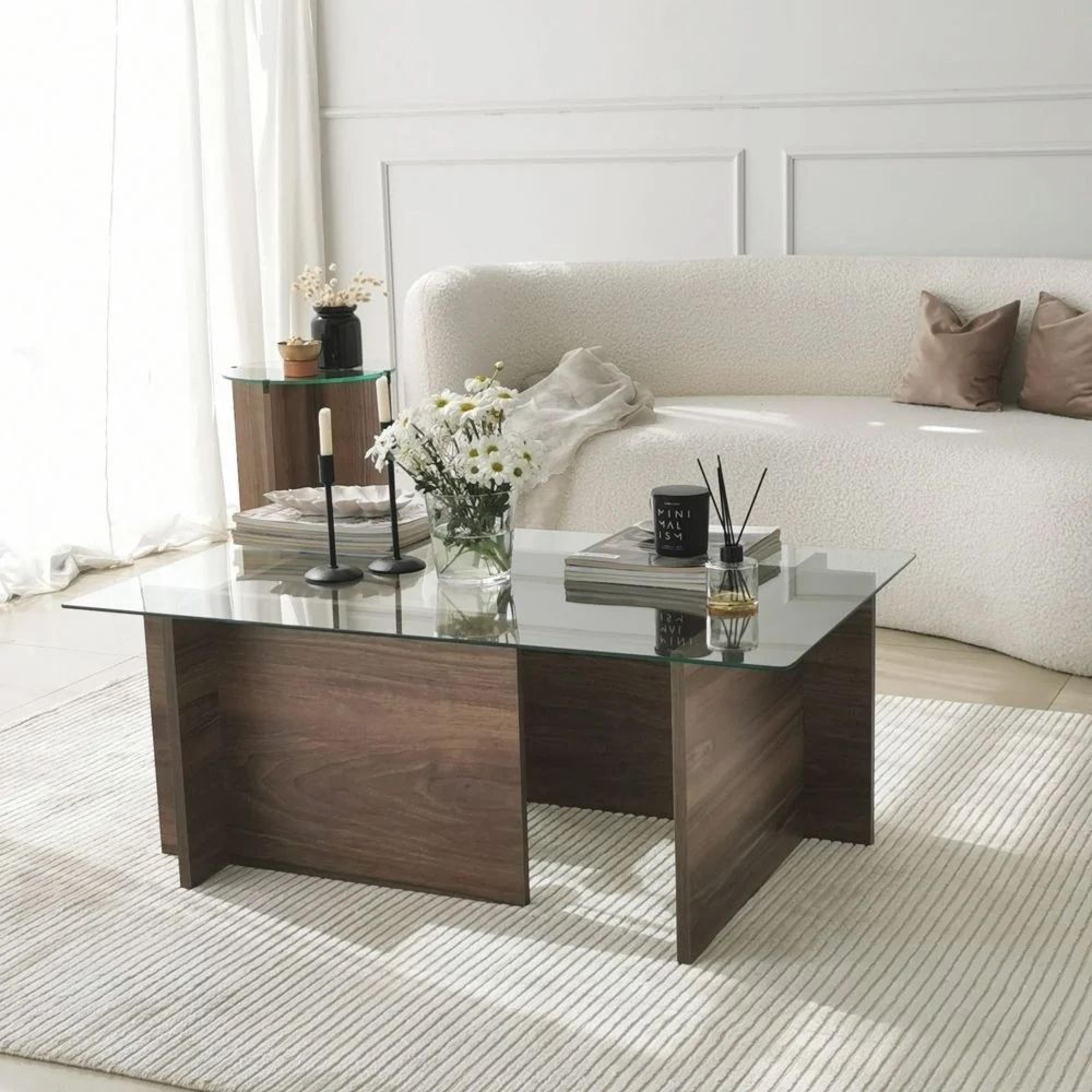 Product photograph of Clearance - Ecorse Glass And Walnut Large Coffee Table - Fss14436 from Choice Furniture Superstore.