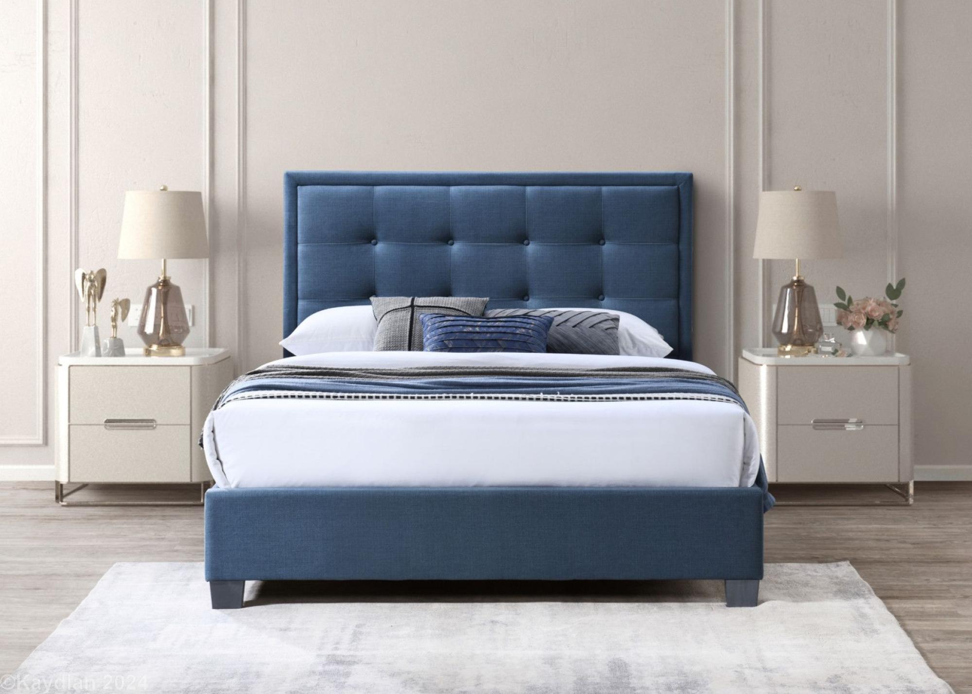 Product photograph of Kaydian Gainford Bolero Blue Steel Fabric Storage Bed from Choice Furniture Superstore.