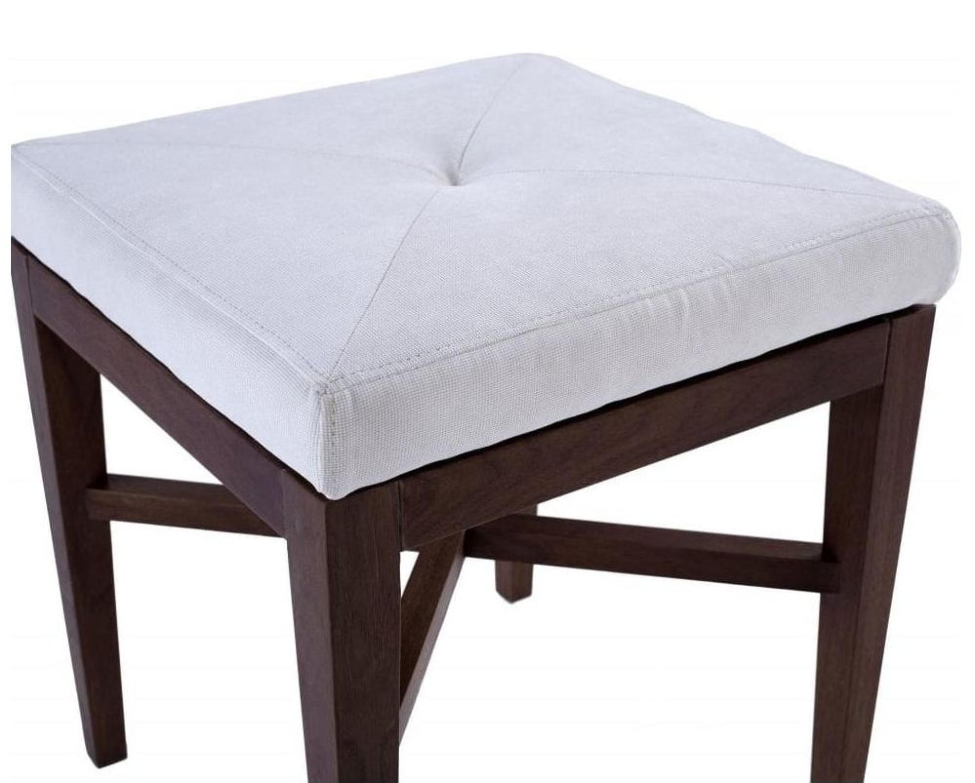 Product photograph of Clearance - Stratford Off White And Walnut Upholstered Stool - B19 from Choice Furniture Superstore.