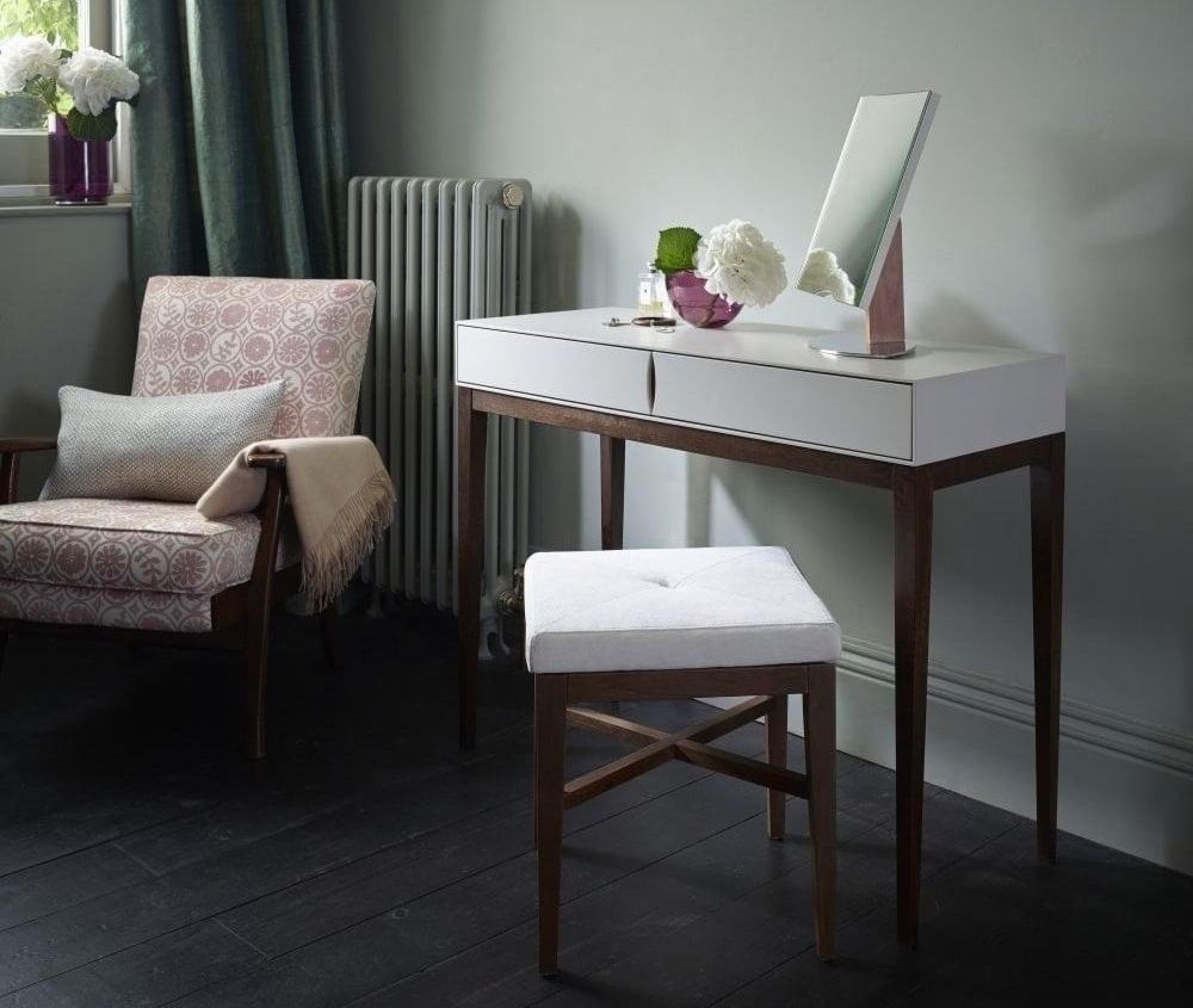 Product photograph of Clearance - Stratford Off White And Walnut Upholstered Stool - B19 from Choice Furniture Superstore.