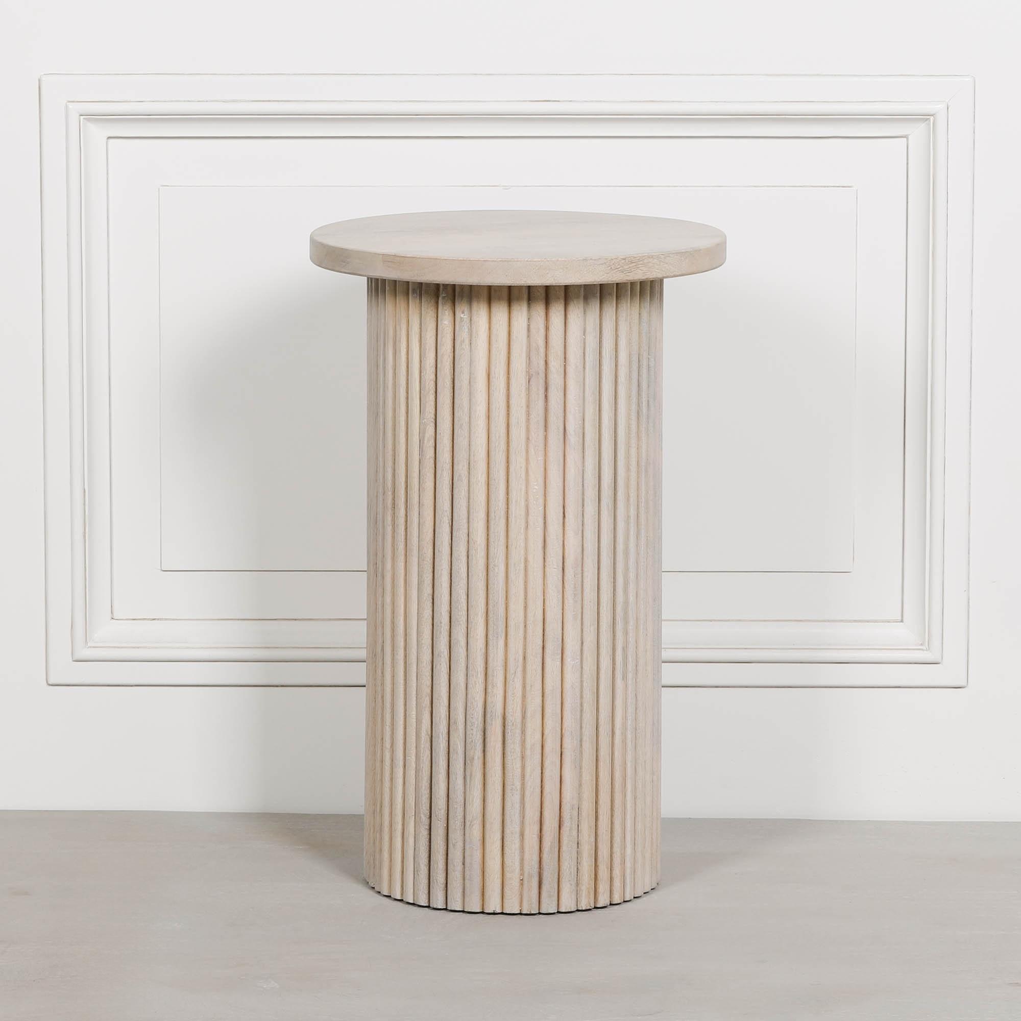 Product photograph of Ribbed Wooden Round Occasional Side Table from Choice Furniture Superstore.