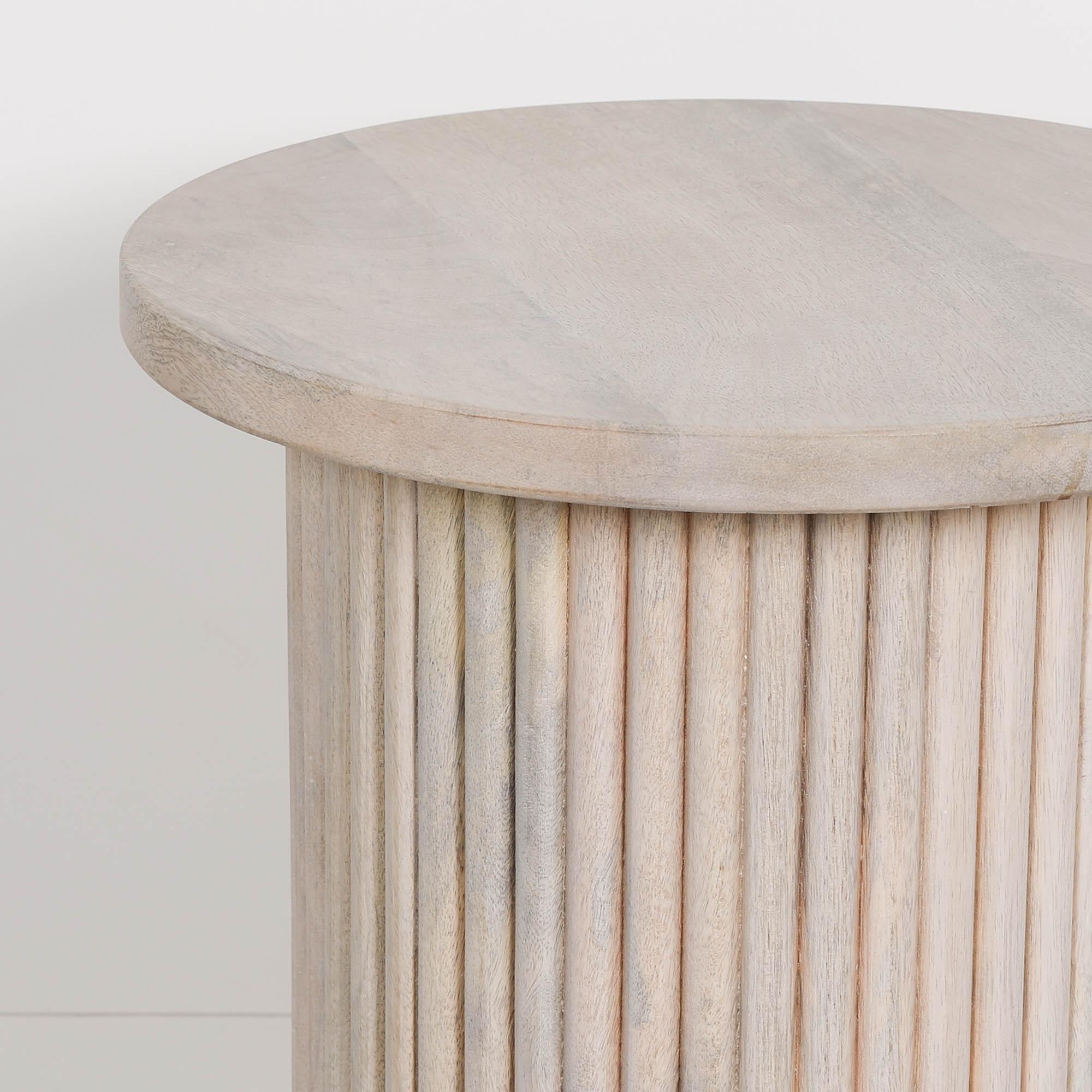 Product photograph of Ribbed Wooden Round Occasional Side Table from Choice Furniture Superstore.