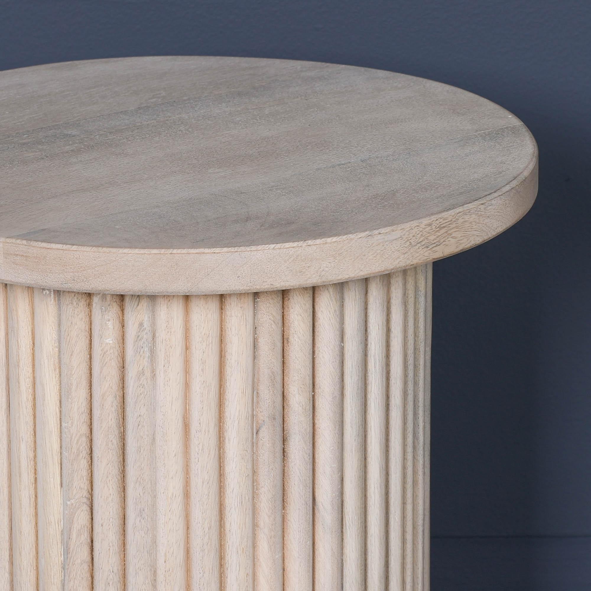 Product photograph of Ribbed Wooden Round Occasional Side Table from Choice Furniture Superstore.