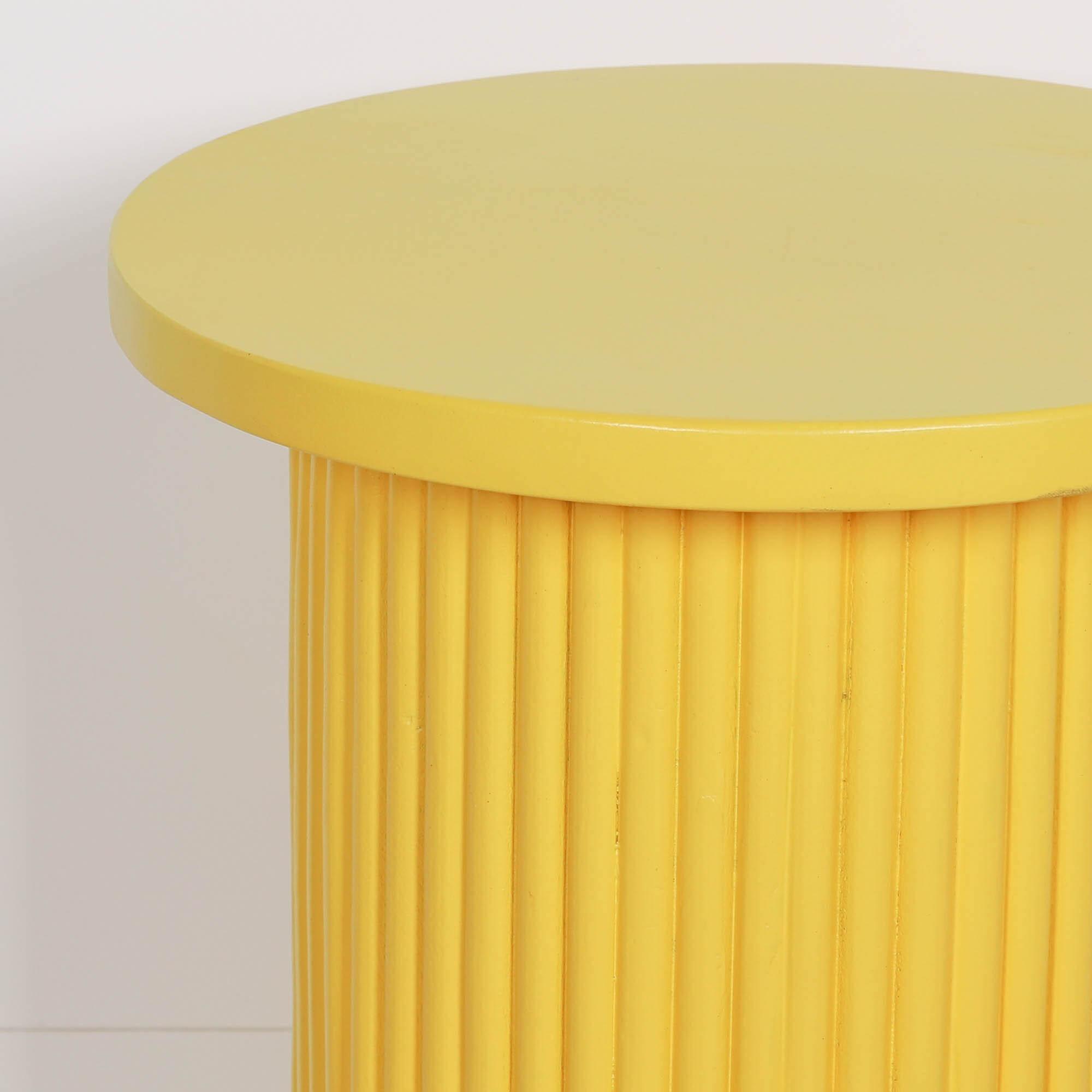 Product photograph of Ribbed Yellow Round Occasional Side Table from Choice Furniture Superstore.