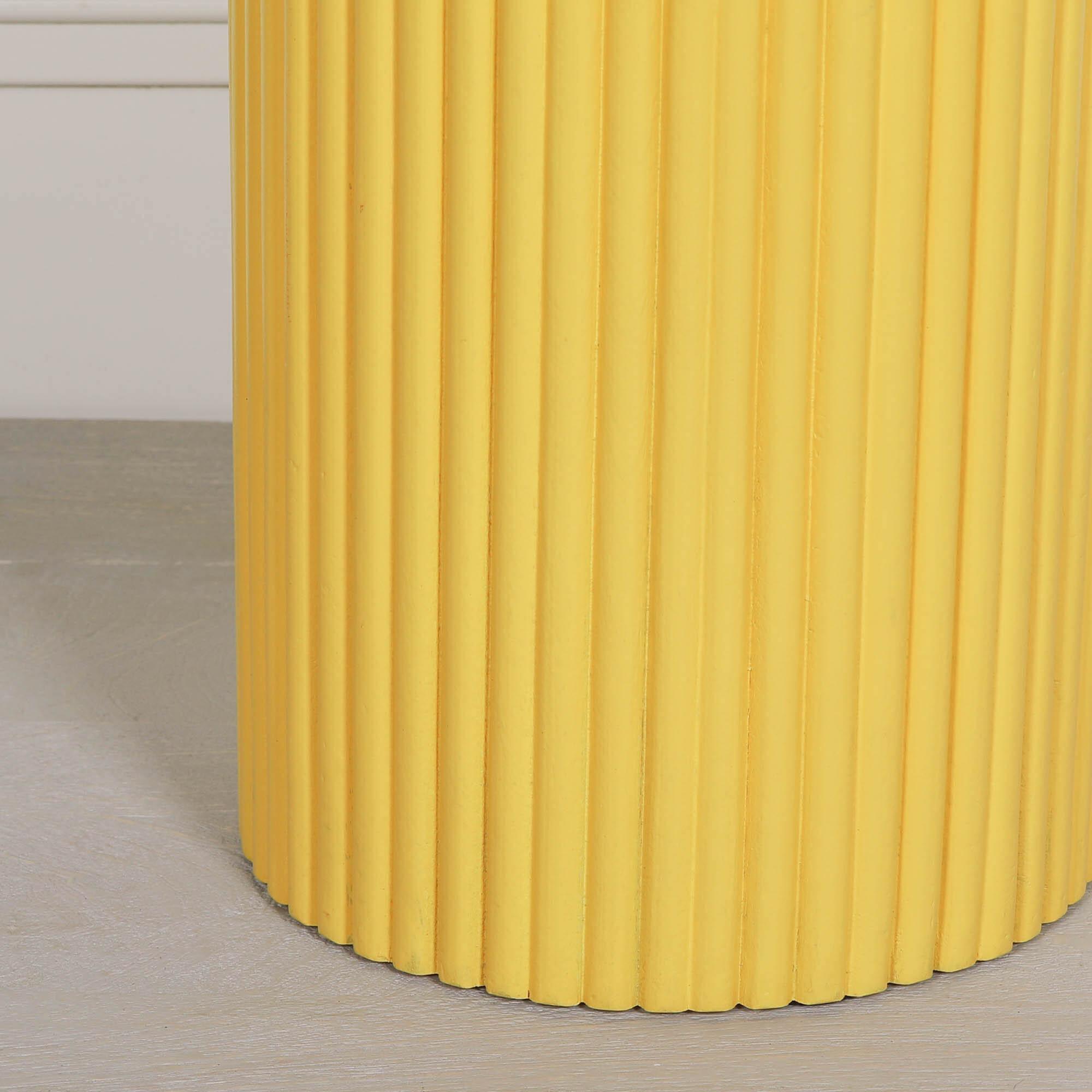 Product photograph of Ribbed Yellow Round Occasional Side Table from Choice Furniture Superstore.