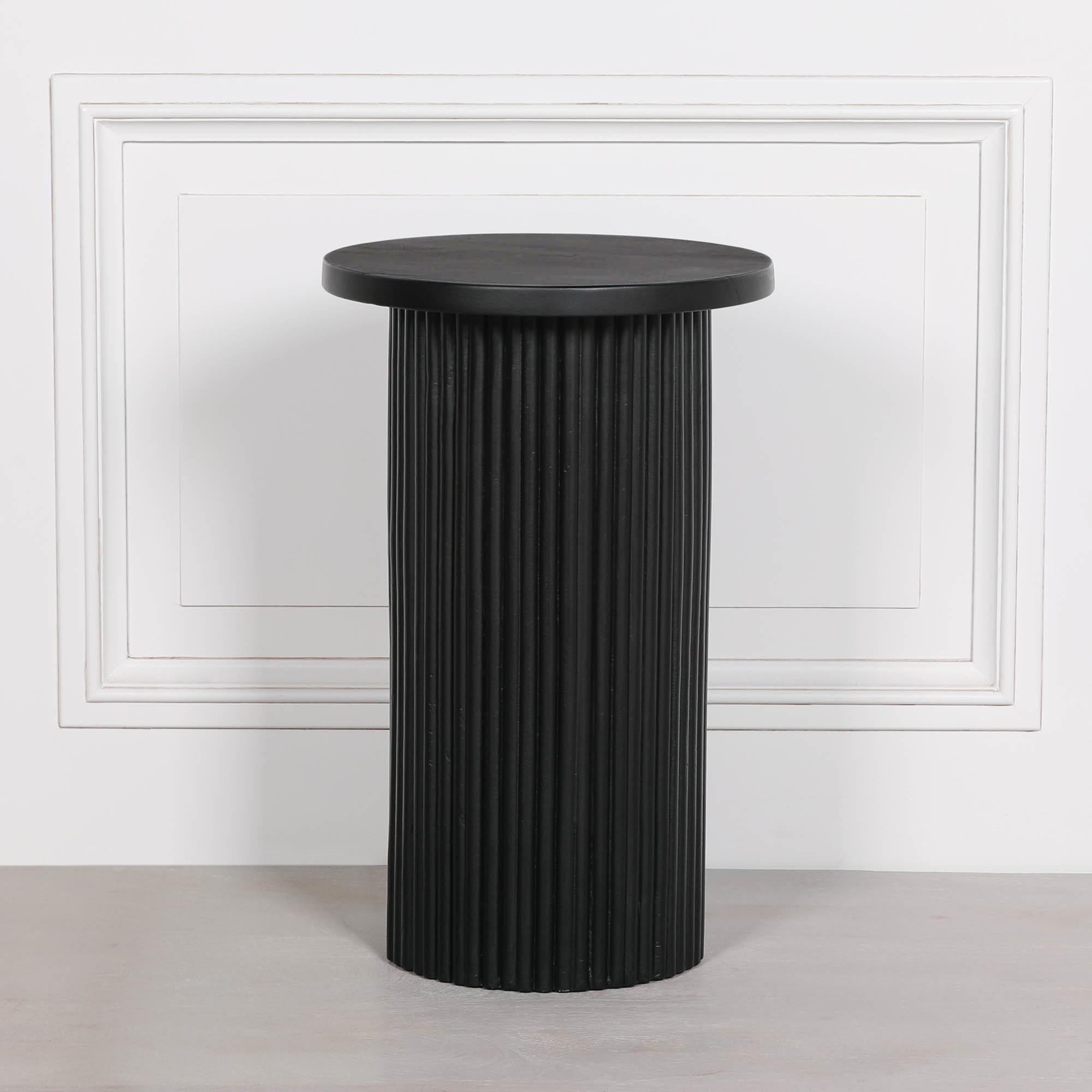 Product photograph of Ribbed Black Round Occasional Side Table from Choice Furniture Superstore.