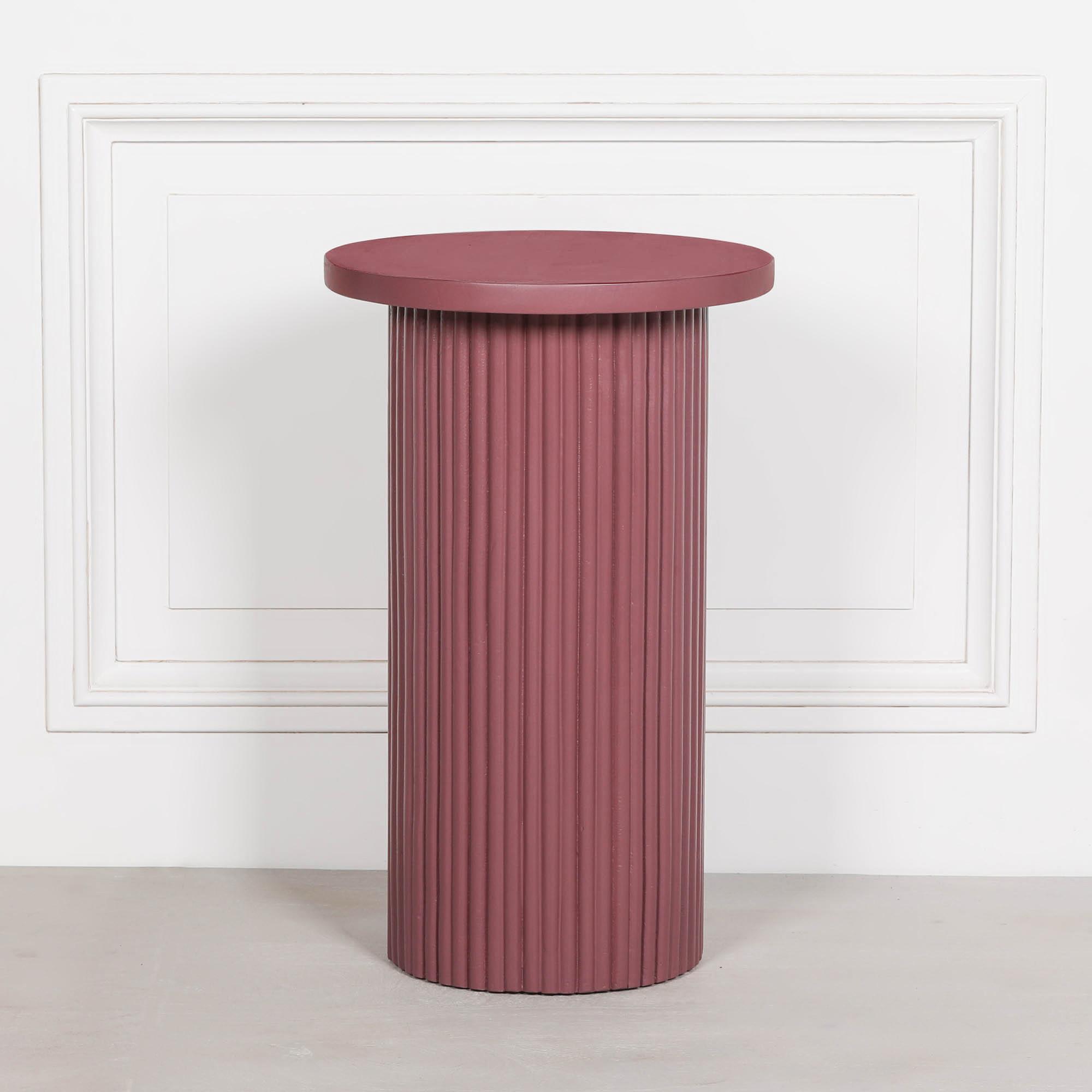 Product photograph of Ribbed Damson Round Occasional Side Table from Choice Furniture Superstore.