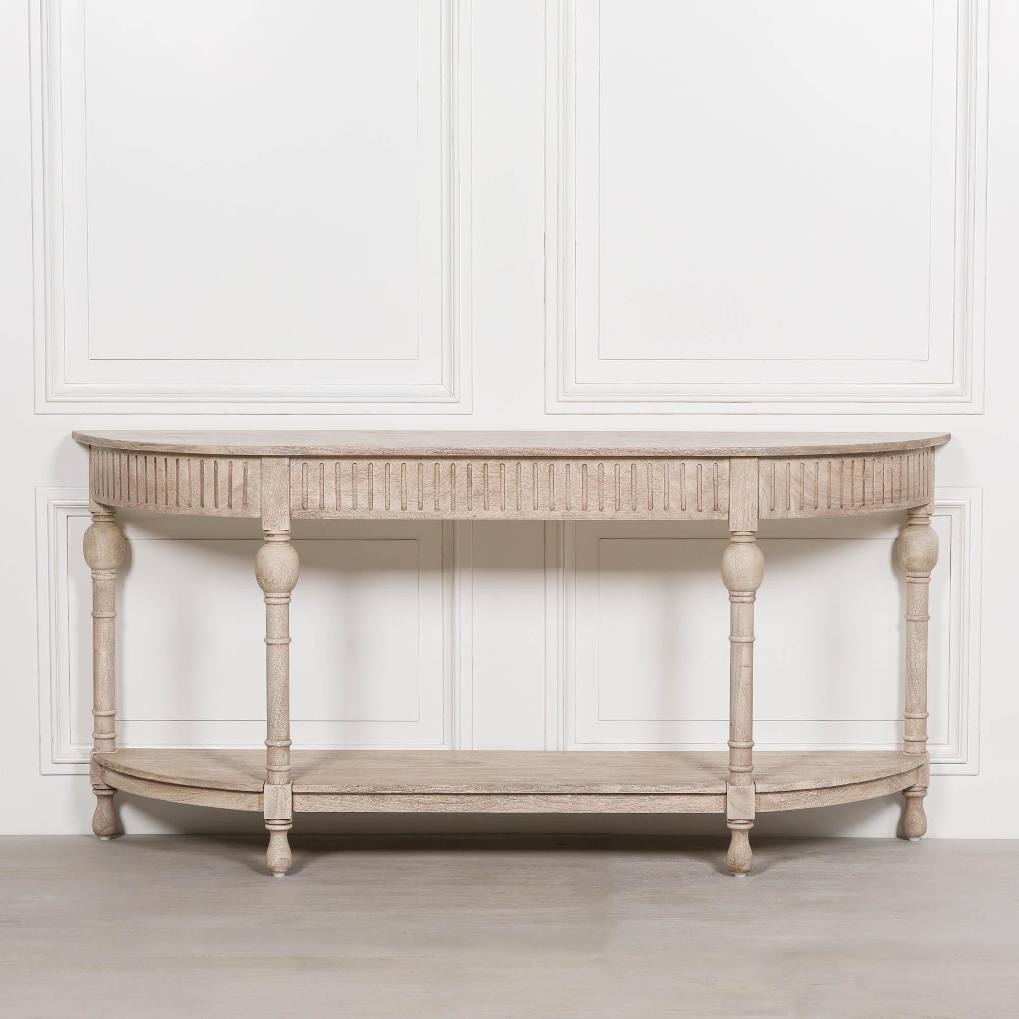 Product photograph of Acacia Wooden Curved Console Table from Choice Furniture Superstore.