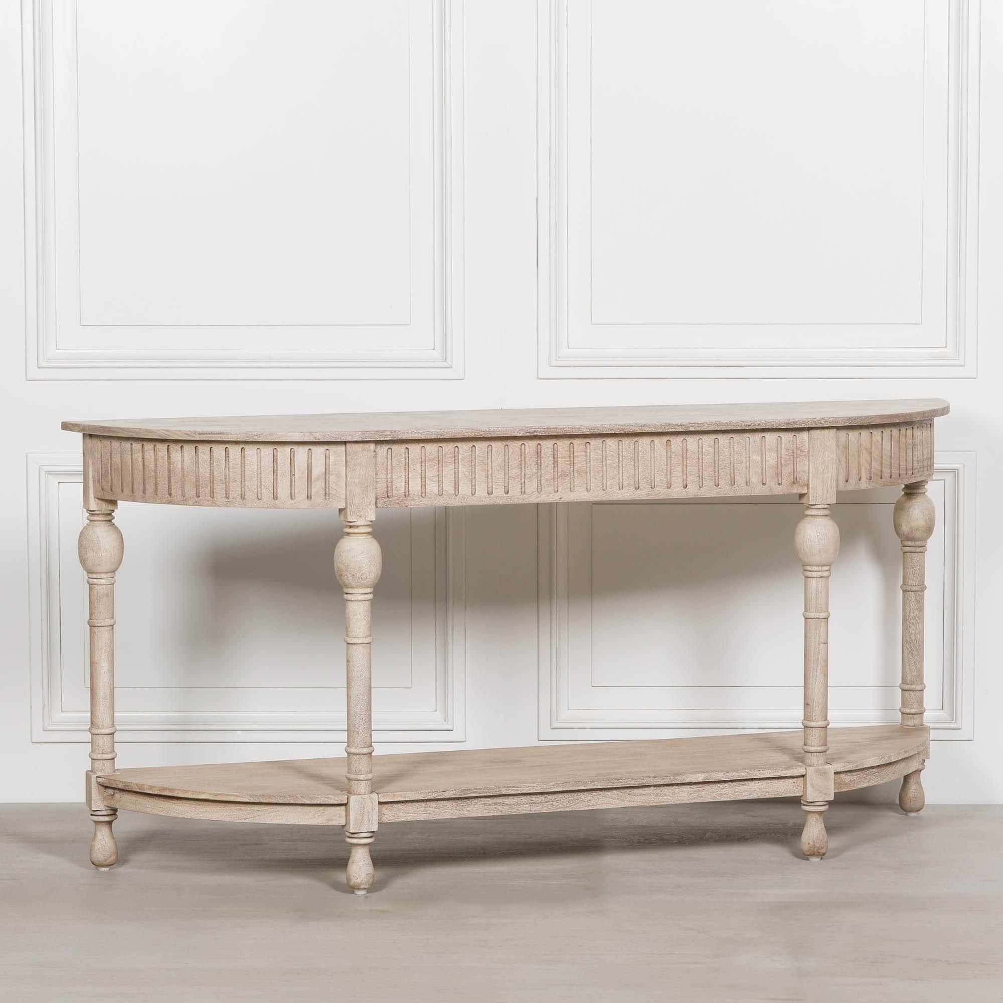 Product photograph of Acacia Wooden Curved Console Table from Choice Furniture Superstore.