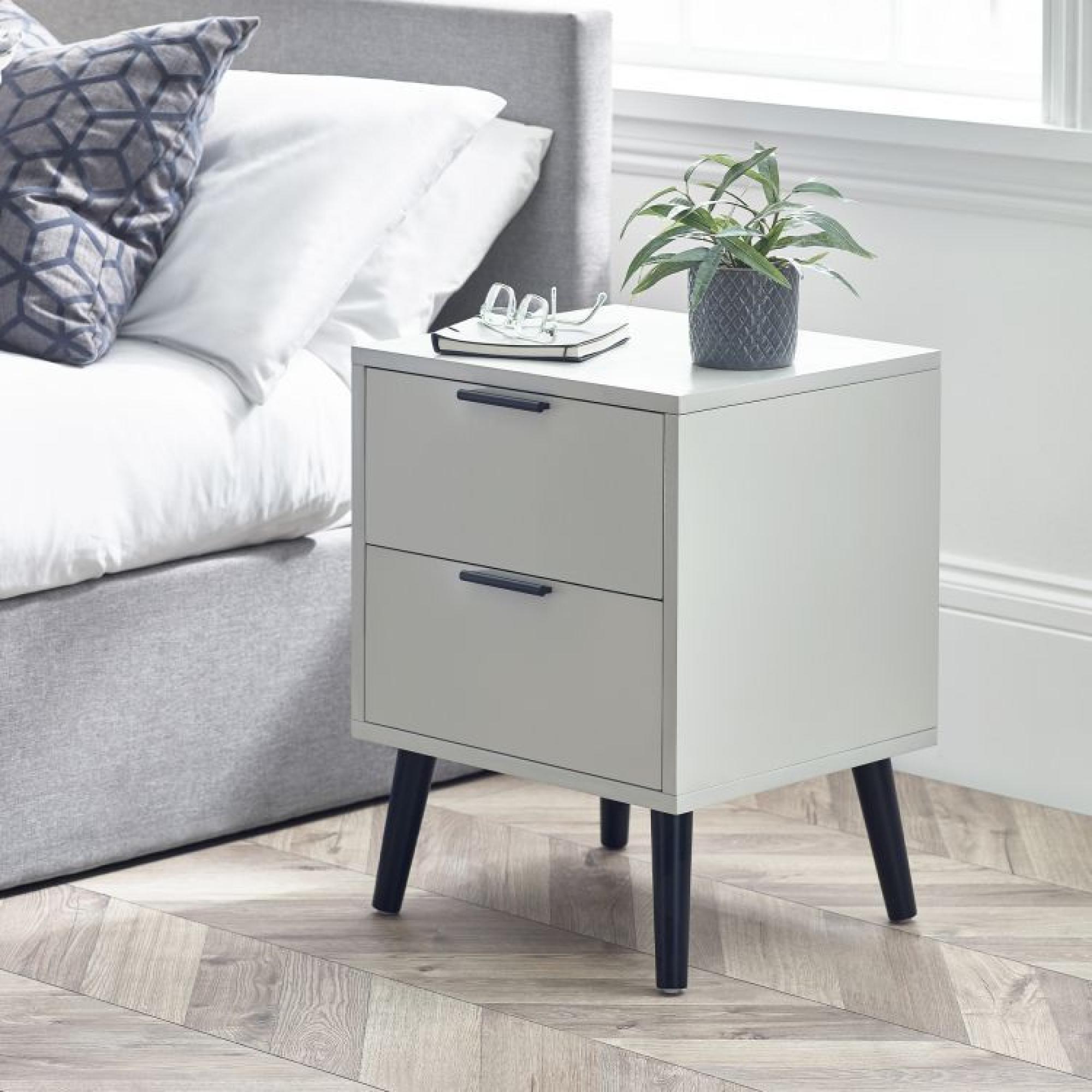 Product photograph of Alba Grey 2 Drawer Bedside Cabinet from Choice Furniture Superstore.