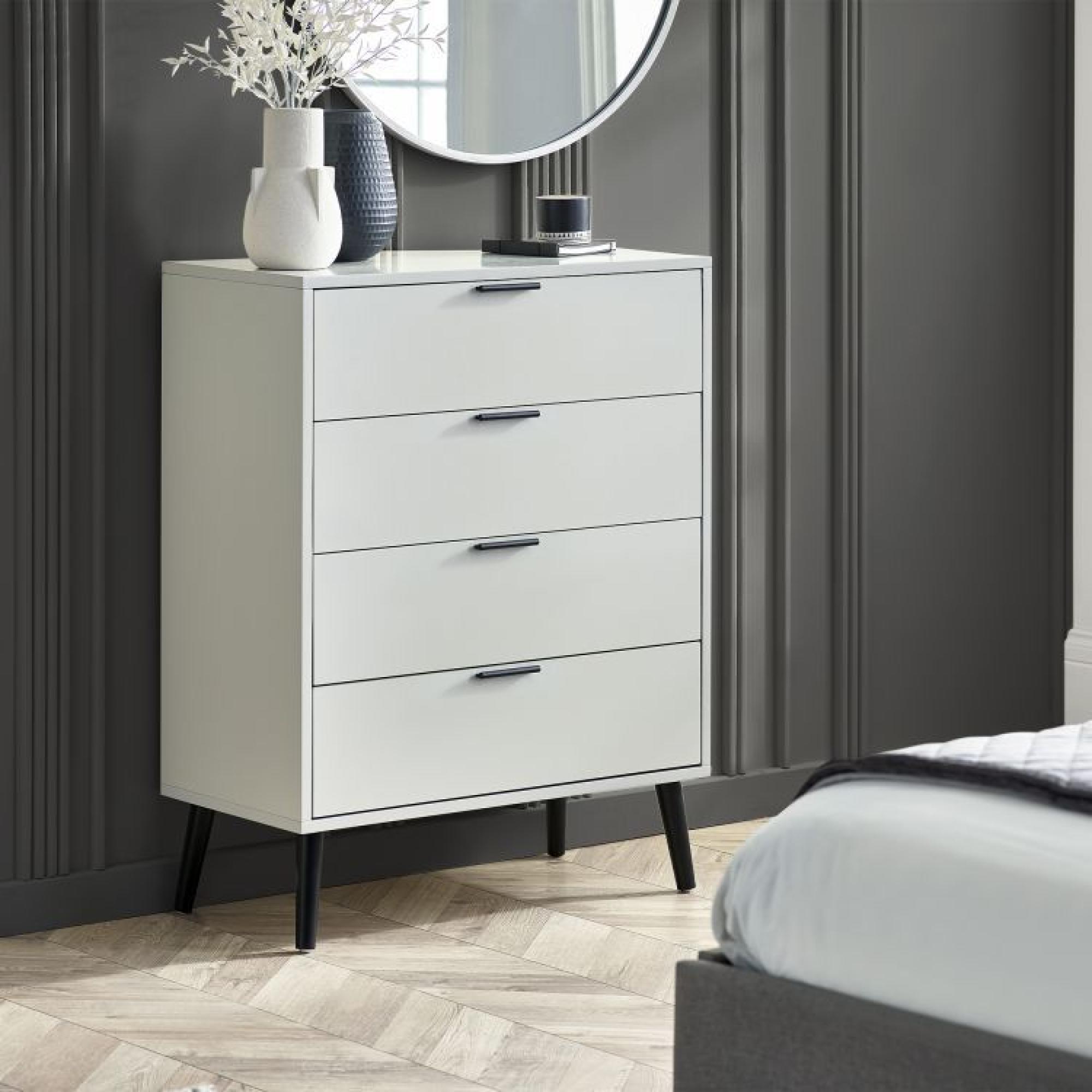 Product photograph of Alba Grey 4 Drawer Chest from Choice Furniture Superstore.