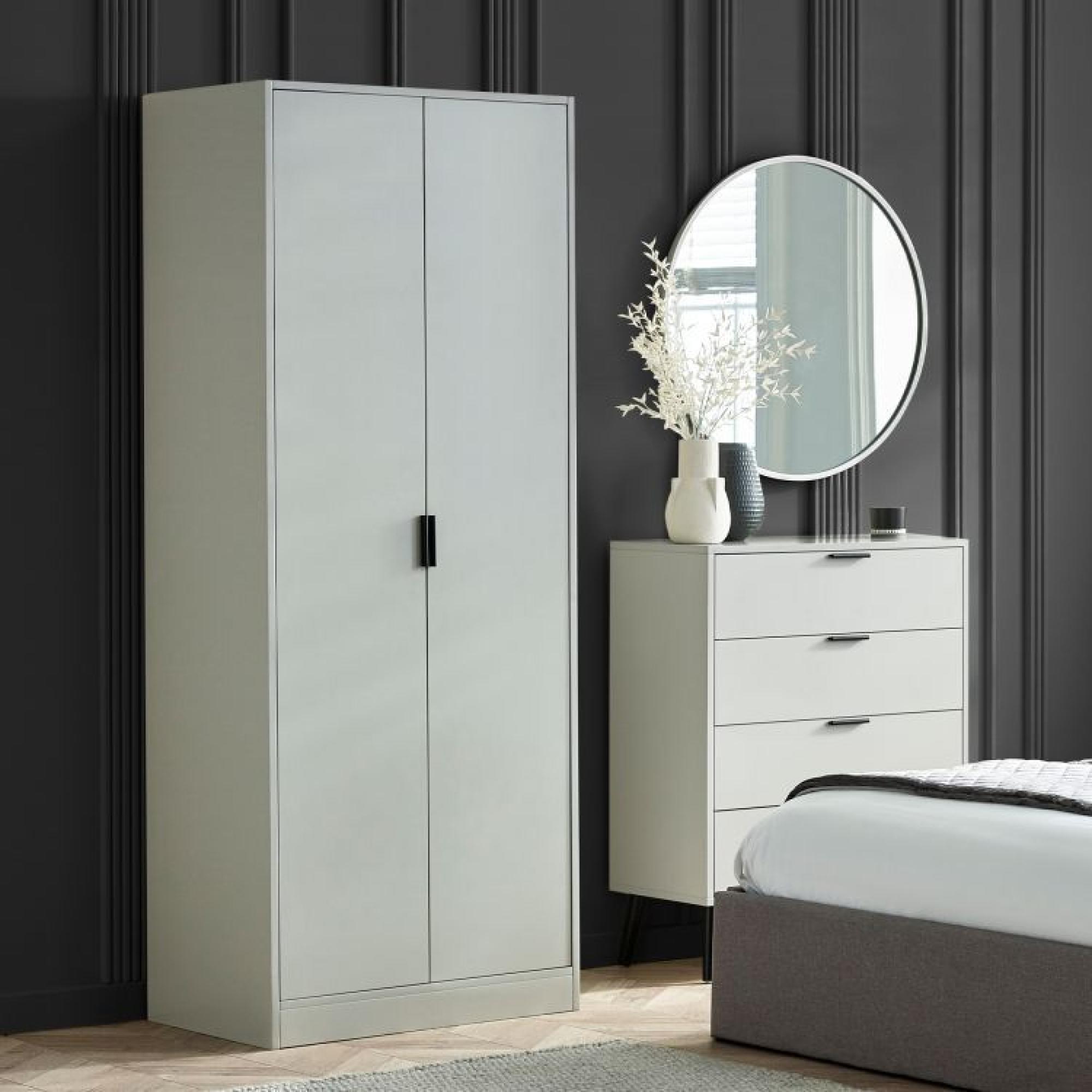 Product photograph of Alba Grey 2 Door Wardrobe from Choice Furniture Superstore.