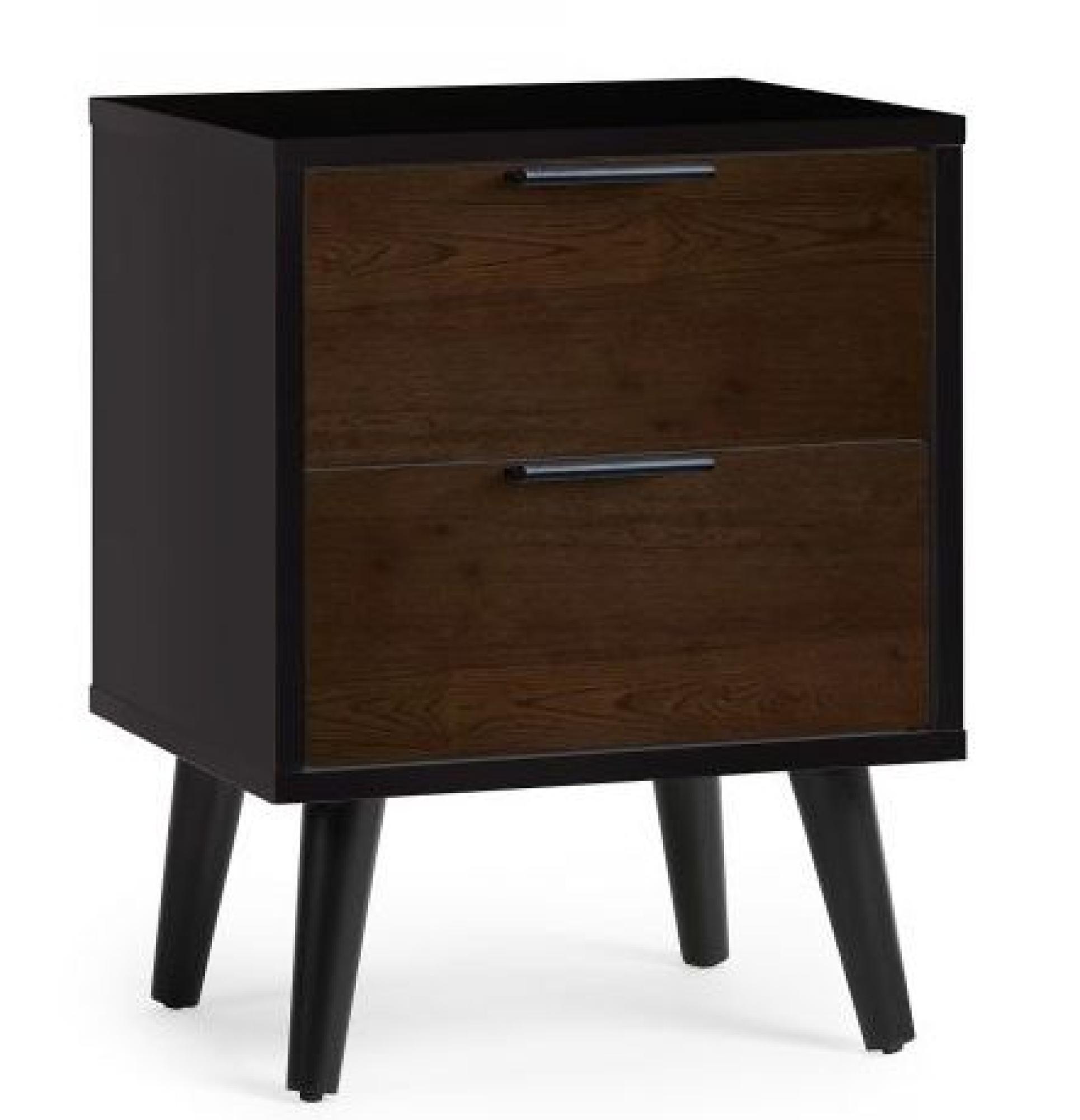 Product photograph of Alba Black And Walnut 2 Drawer Bedside Cabinet from Choice Furniture Superstore.