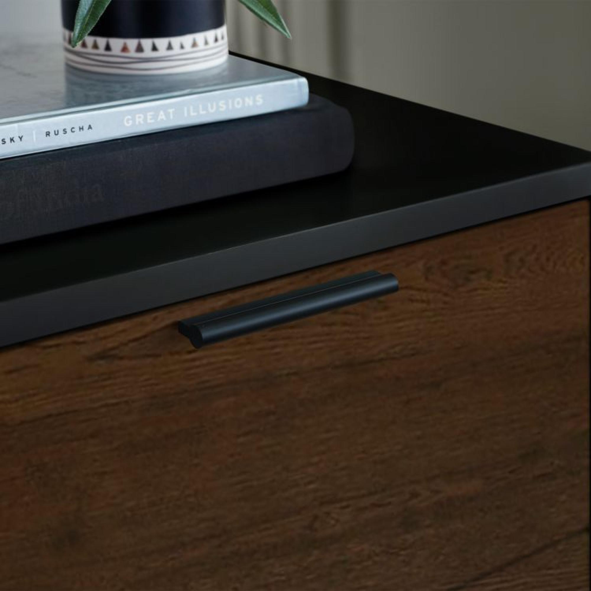 Product photograph of Alba Black And Walnut 2 Drawer Bedside Cabinet from Choice Furniture Superstore.