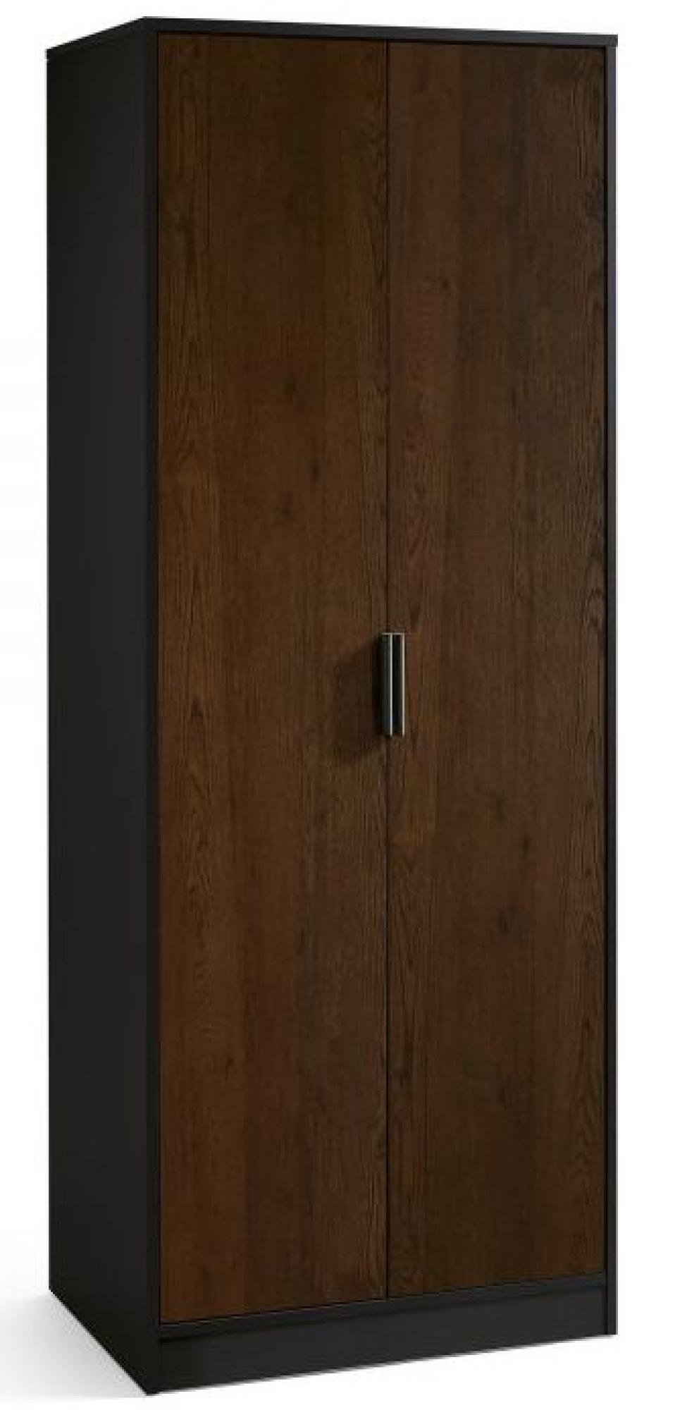 Product photograph of Alba Black And Walnut 2 Door Wardrobe from Choice Furniture Superstore.