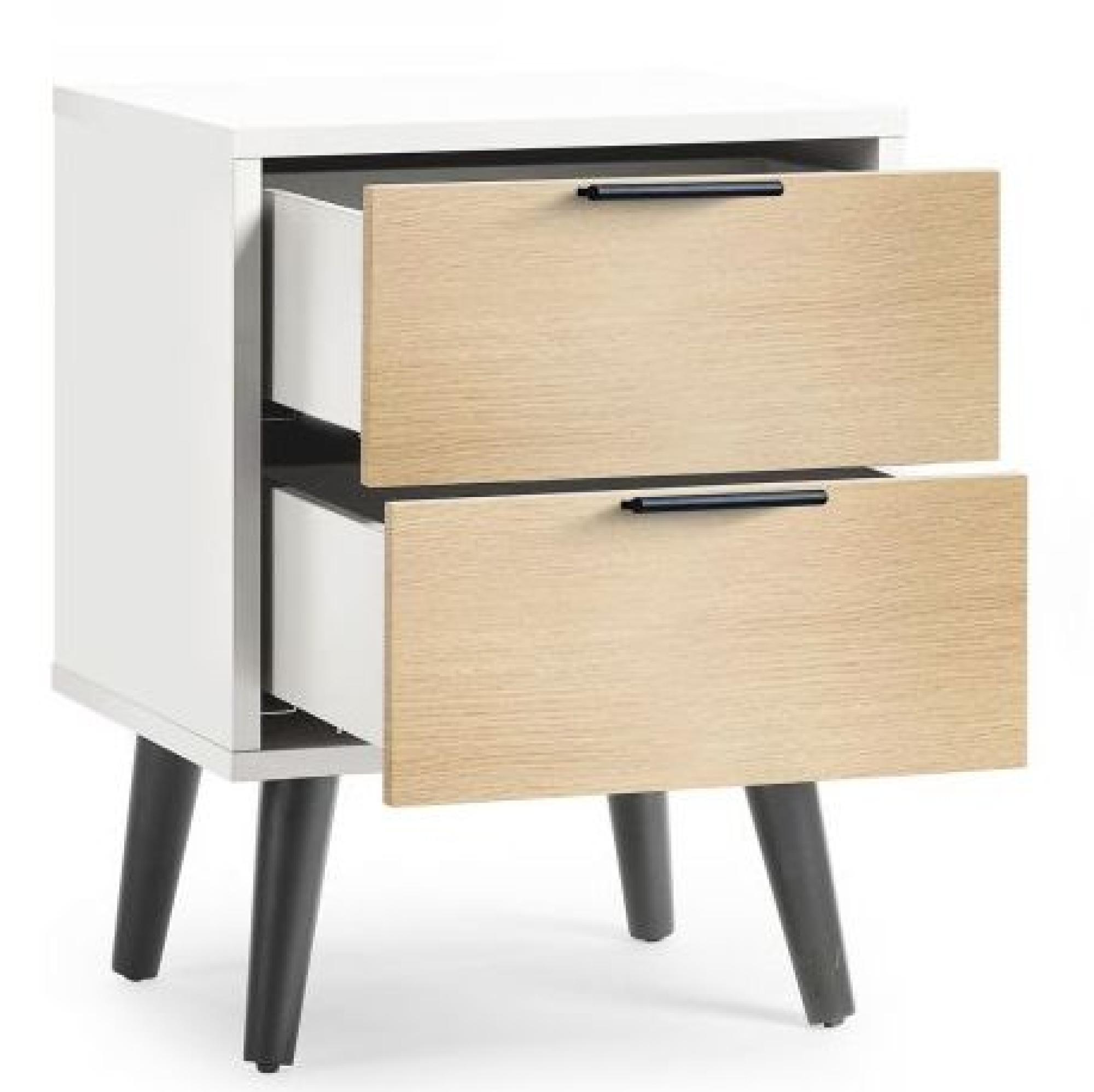 Product photograph of Alba White And Oak 2 Drawer Bedside Cabinet from Choice Furniture Superstore.