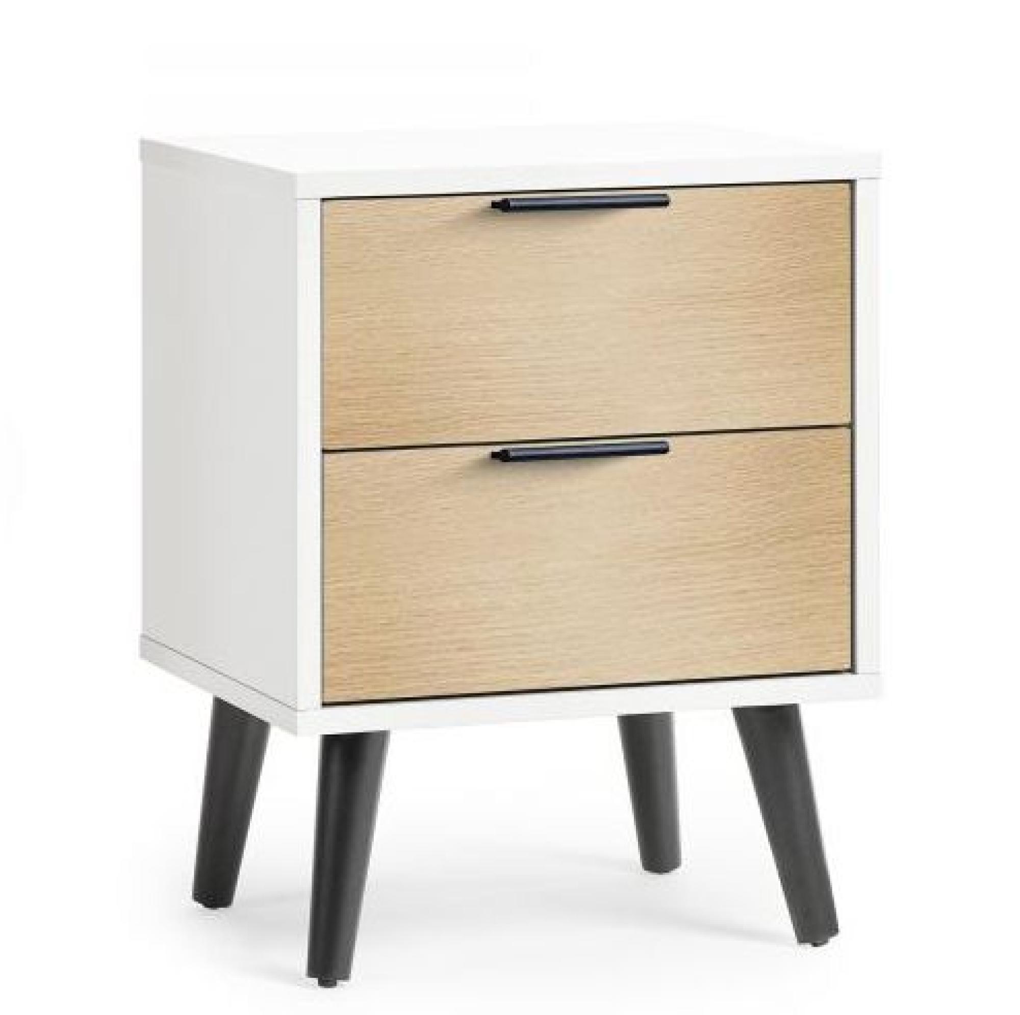 Product photograph of Alba White And Oak 2 Drawer Bedside Cabinet from Choice Furniture Superstore.