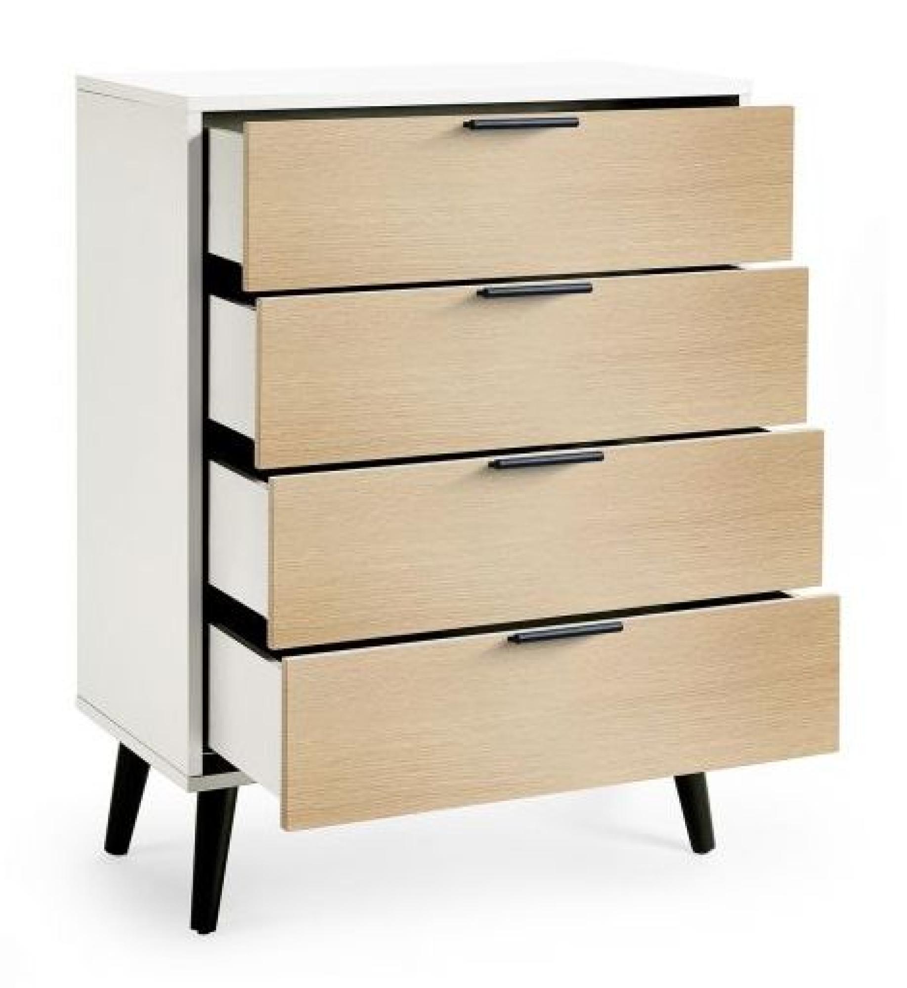 Product photograph of Alba White And Oak 4 Drawer Chest from Choice Furniture Superstore.