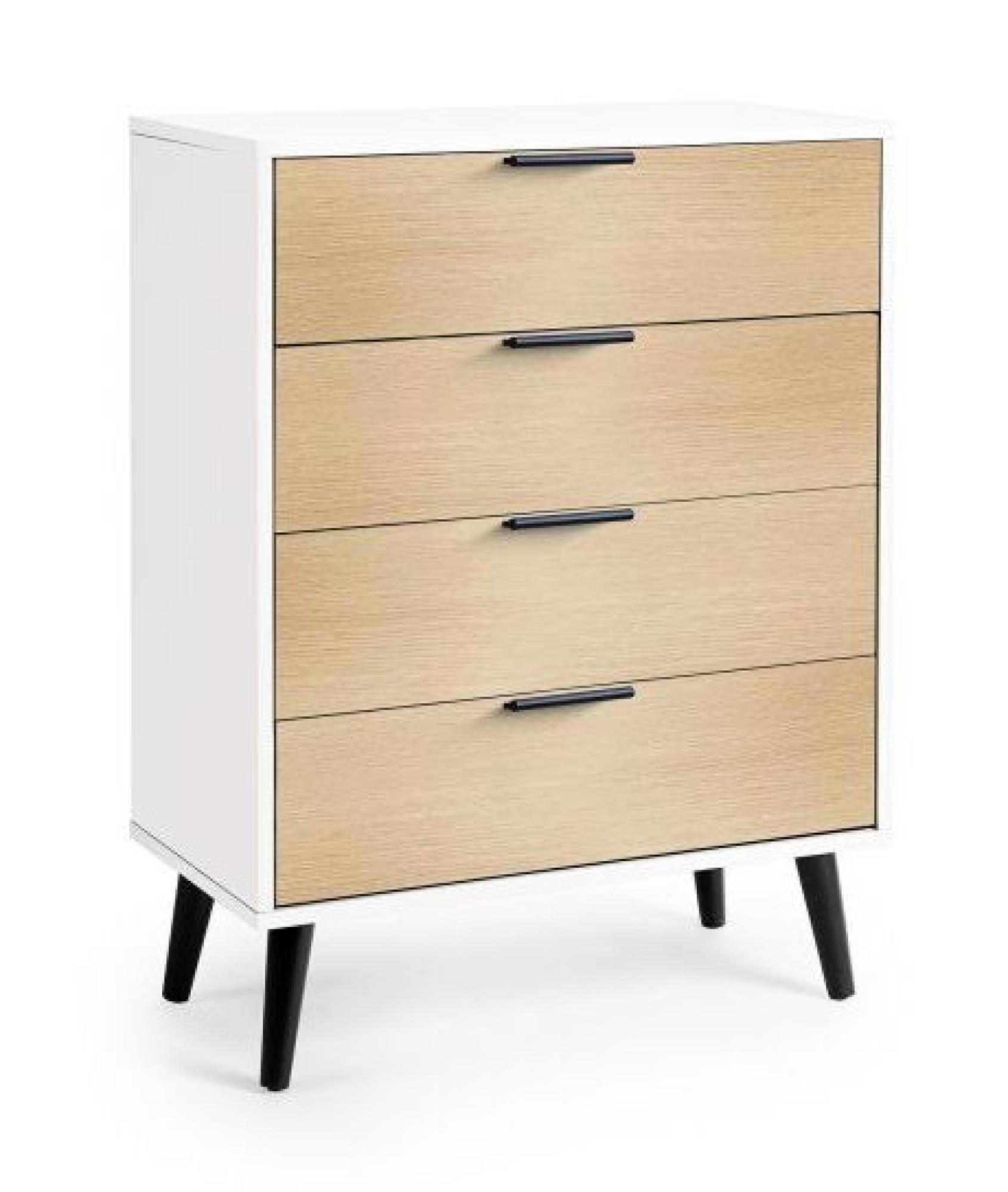 Product photograph of Alba White And Oak 4 Drawer Chest from Choice Furniture Superstore.