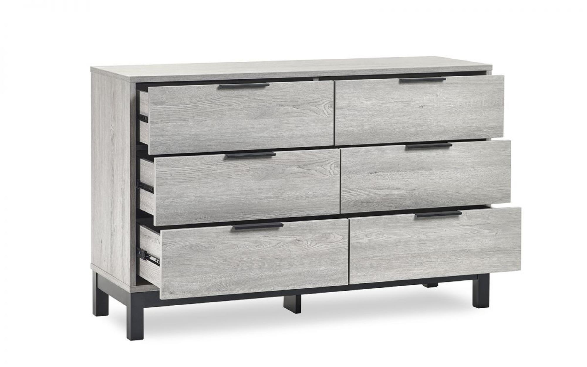Product photograph of Bali Grey Oak 6 Drawer Wide Chest from Choice Furniture Superstore.